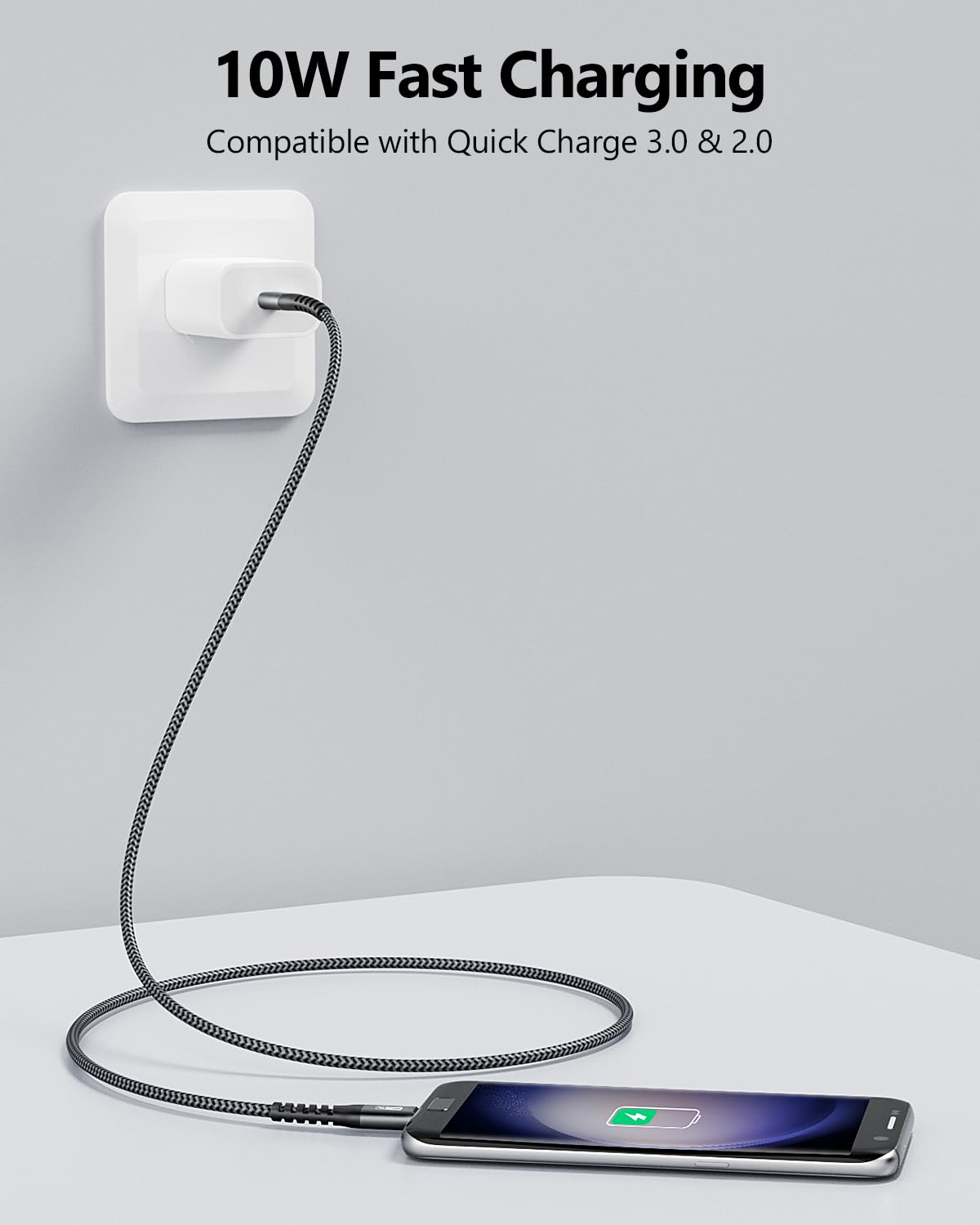 SUNGUY USB C to Micro USB Cable 0.5M - Fast Charging Cord for Micro USB Devices - Compatible with MacBook Pro, Samsung Galaxy S20/S10/S9/S9+, Moto Z/Z2 - Perfect for Home, Office & Travel Charging (Grey)