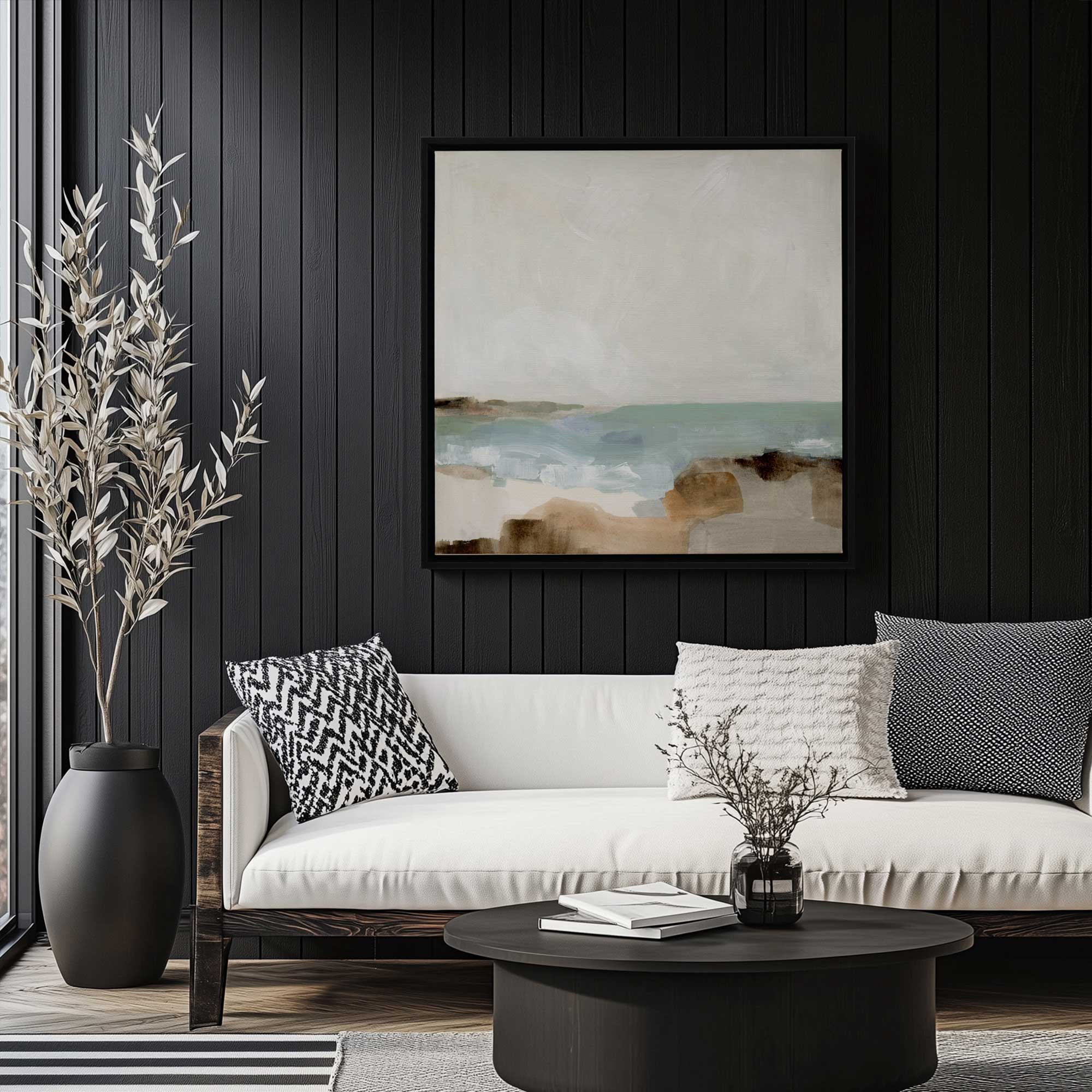 Gentle Tides and Sky Canvas Wall Art Print - Ocean Beach Landscape Painting for Living Room, Bedroom & Office Decor