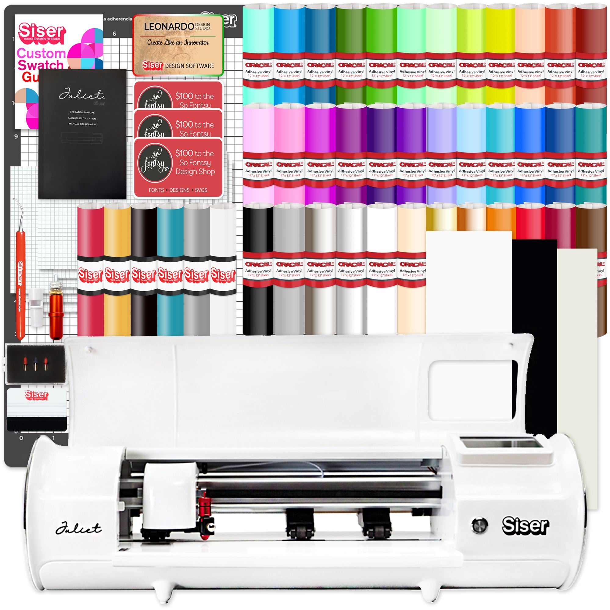 Siser Juliet Deluxe Vinyl & Heat Transfer Vinyl (HTV) Bundle for DIY Crafts, T-Shirts, and Home Decor - Premium Quality HTV for Custom Apparel and Personalized Gifts