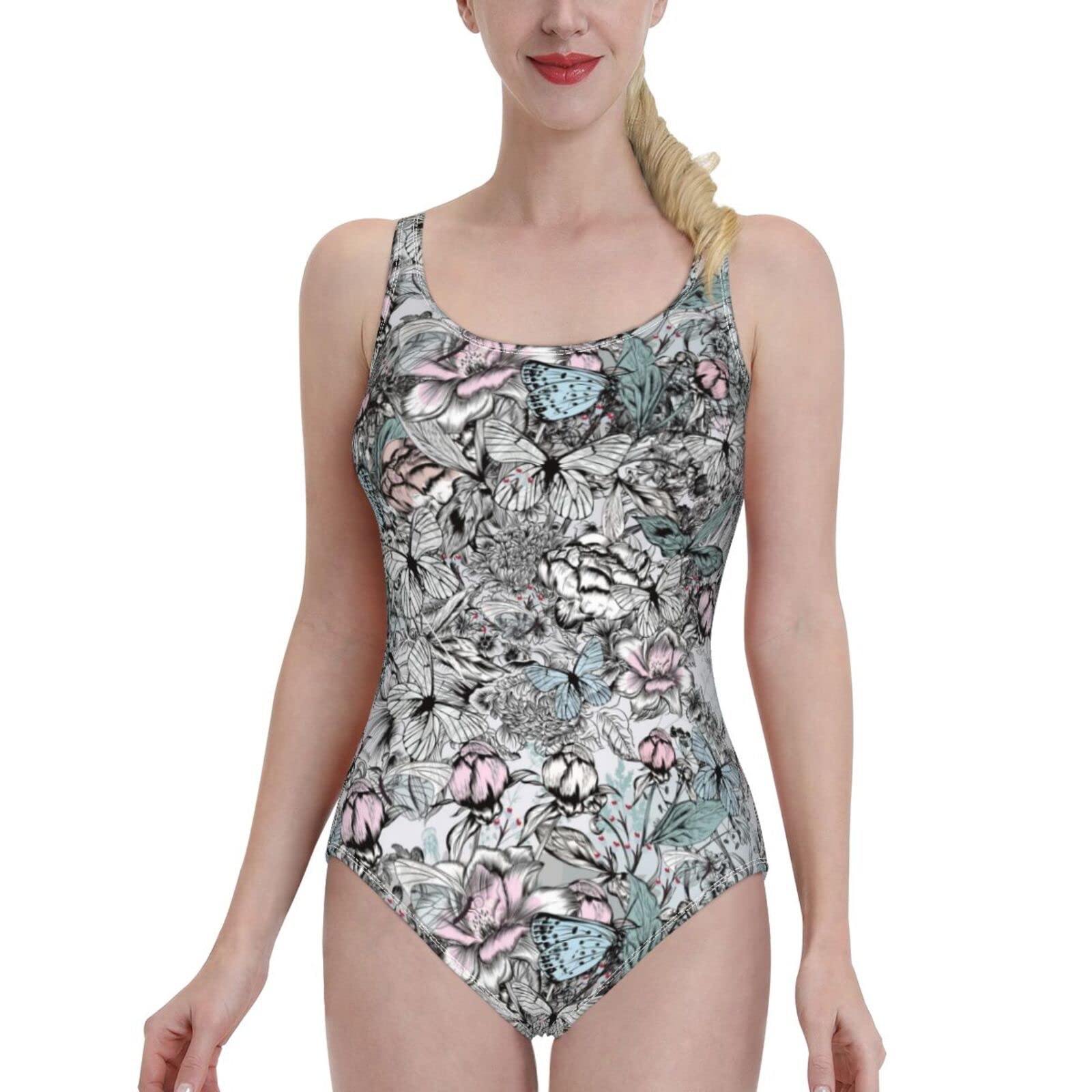Women's Athletic One Piece Swimsuits - Sporty Bathing Suits for Swimming & Beach Activities | Floral Print Workout Swimwear for Women