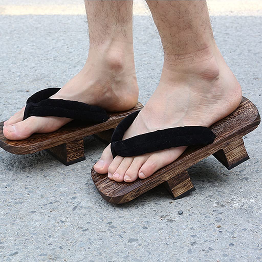 **Men's & Women's Japanese Wooden Sandals - Traditional Two-Toe Thong Slippers, Cotton Flip Flops (Size EUR 46-47, Color C) - Perfect for Spa, Home Relaxation & Cultural Events**