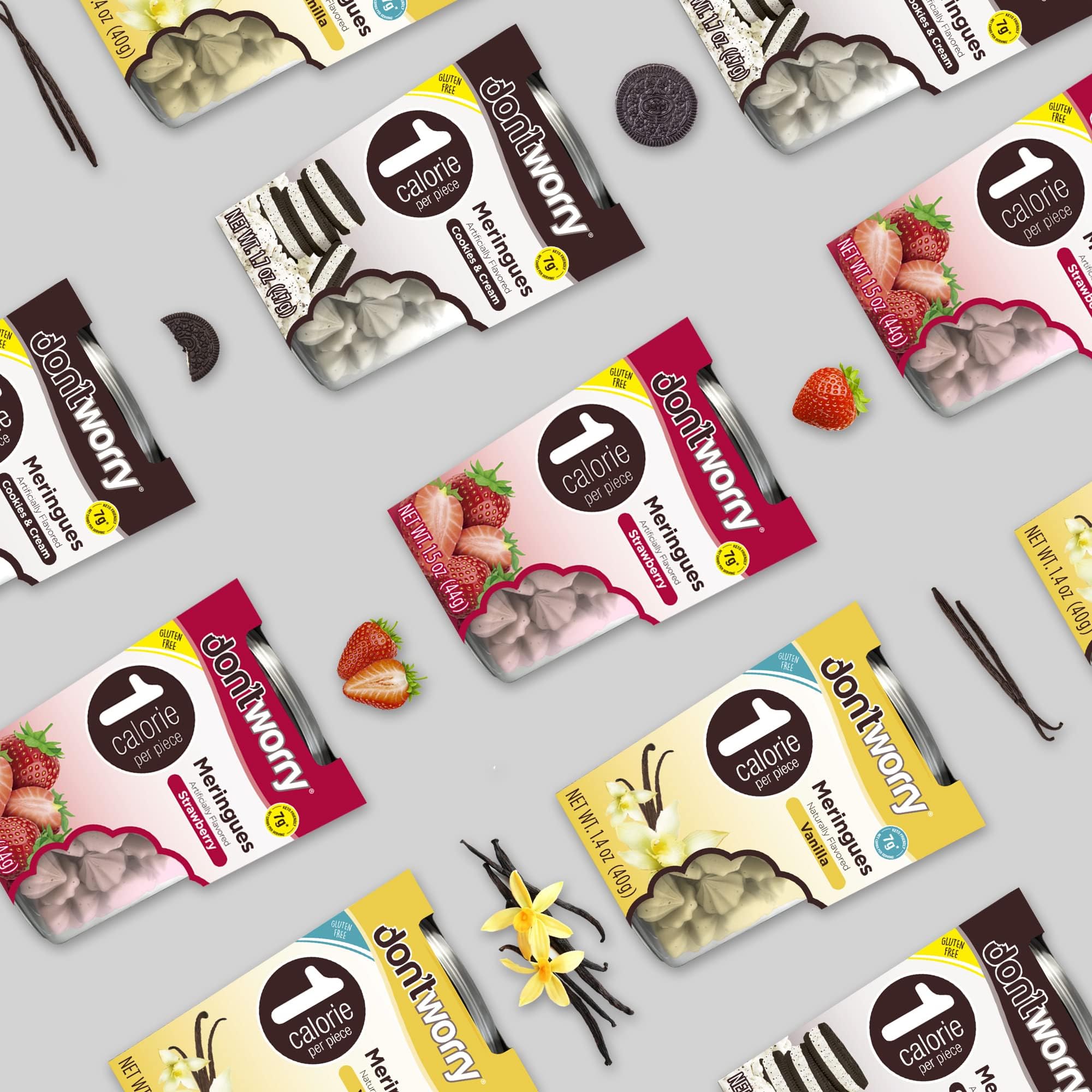 Keto Friendly Meringue Cookies - Cookies & Cream Flavor, 1 Calorie per Piece, Healthy Low Carb Snack, Gluten Free & Sugar Free Treat for Adults - 4 Pack - Perfect for Keto Diet, Weight Loss & On-the-Go Snacking