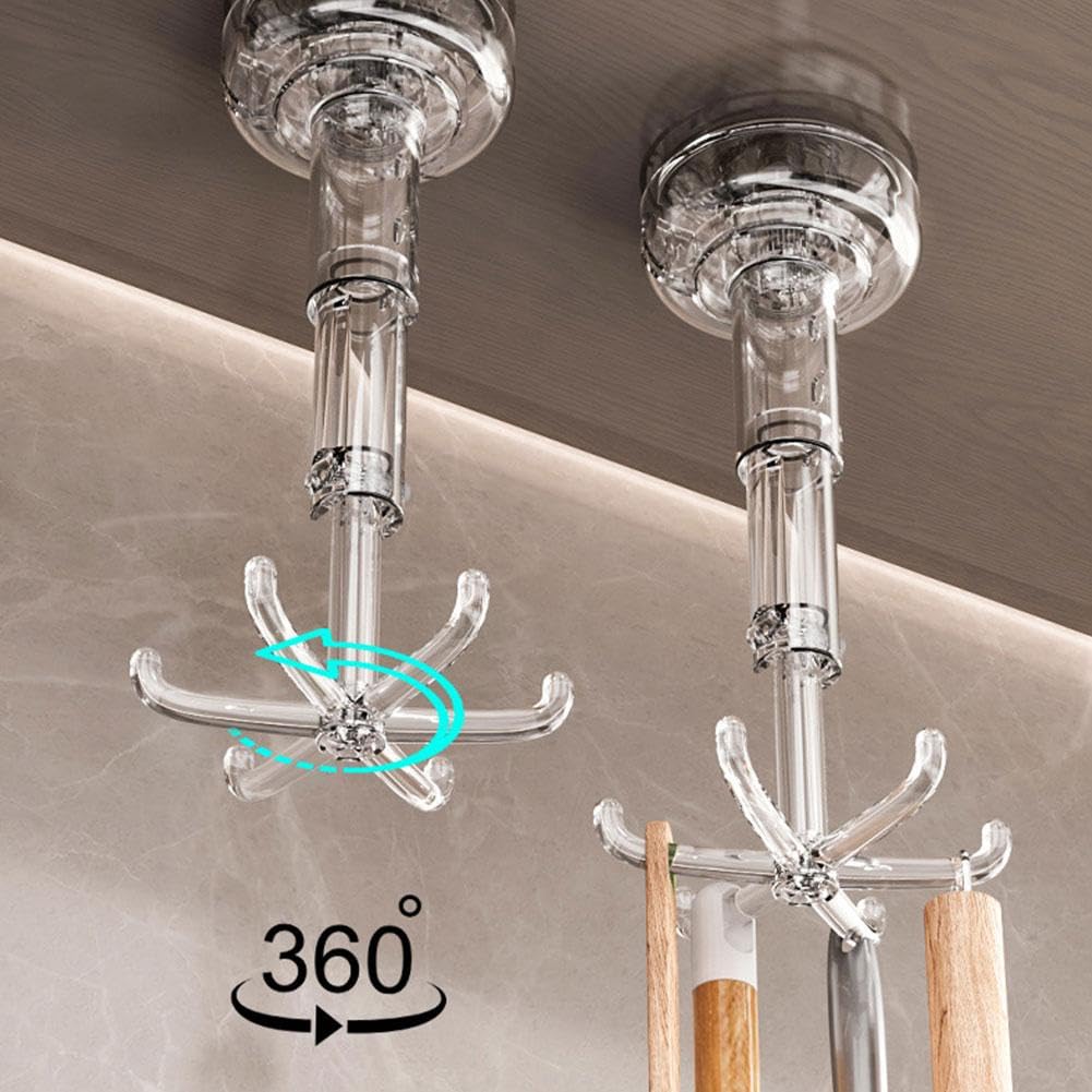 Hanging Utensil Holder with Suction Cup, 360° Rotating Folding Hook, Wall Mounted Kitchen Organizer for Utensils, Spoons, and Ladles, Perfect for Kitchen and Bathroom Storage