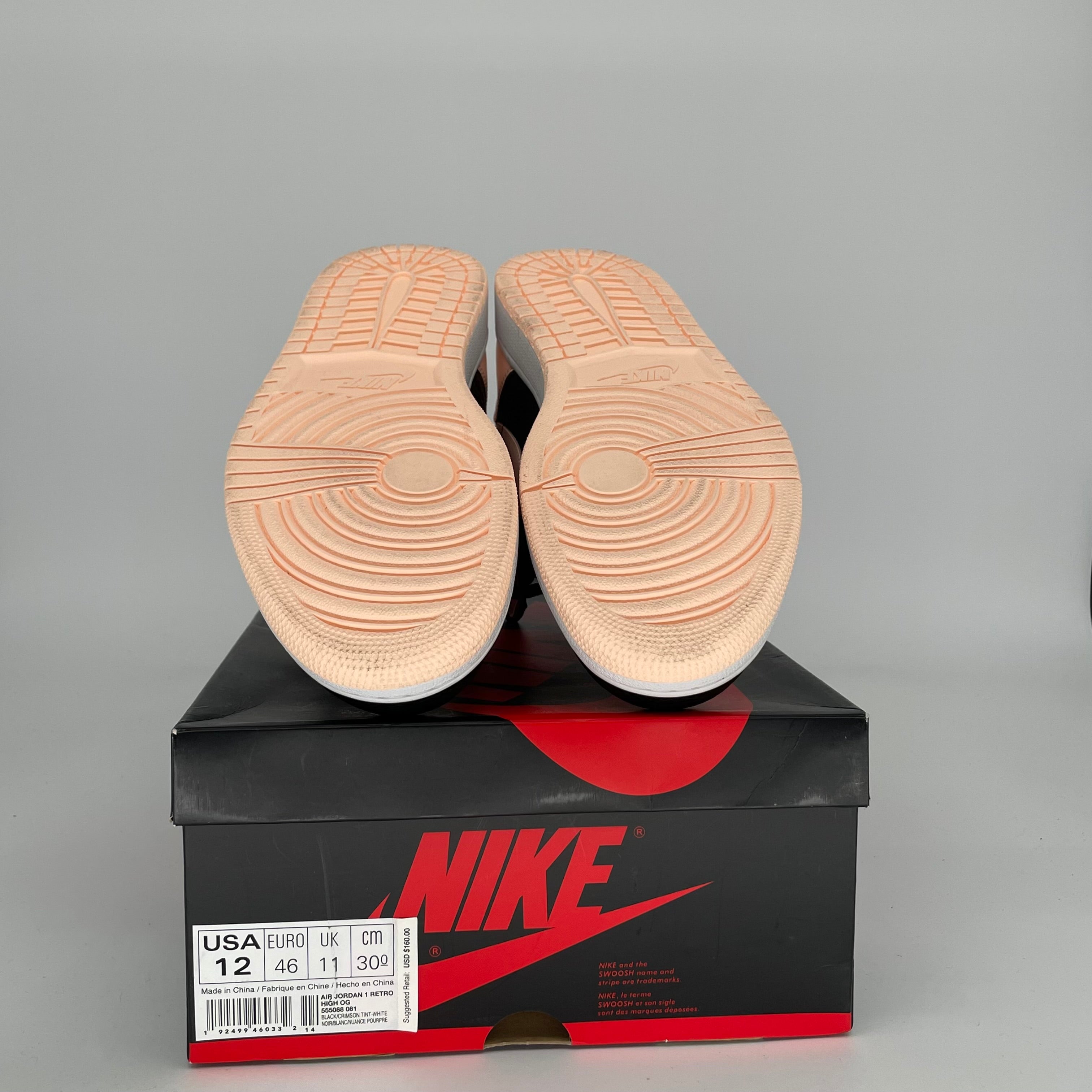 Air Jordan 1 Crimson Tint Men's Basketball Shoes Size 12 (555088-081) - Retro High Tops for Sneaker Collectors & Streetwear Fashion