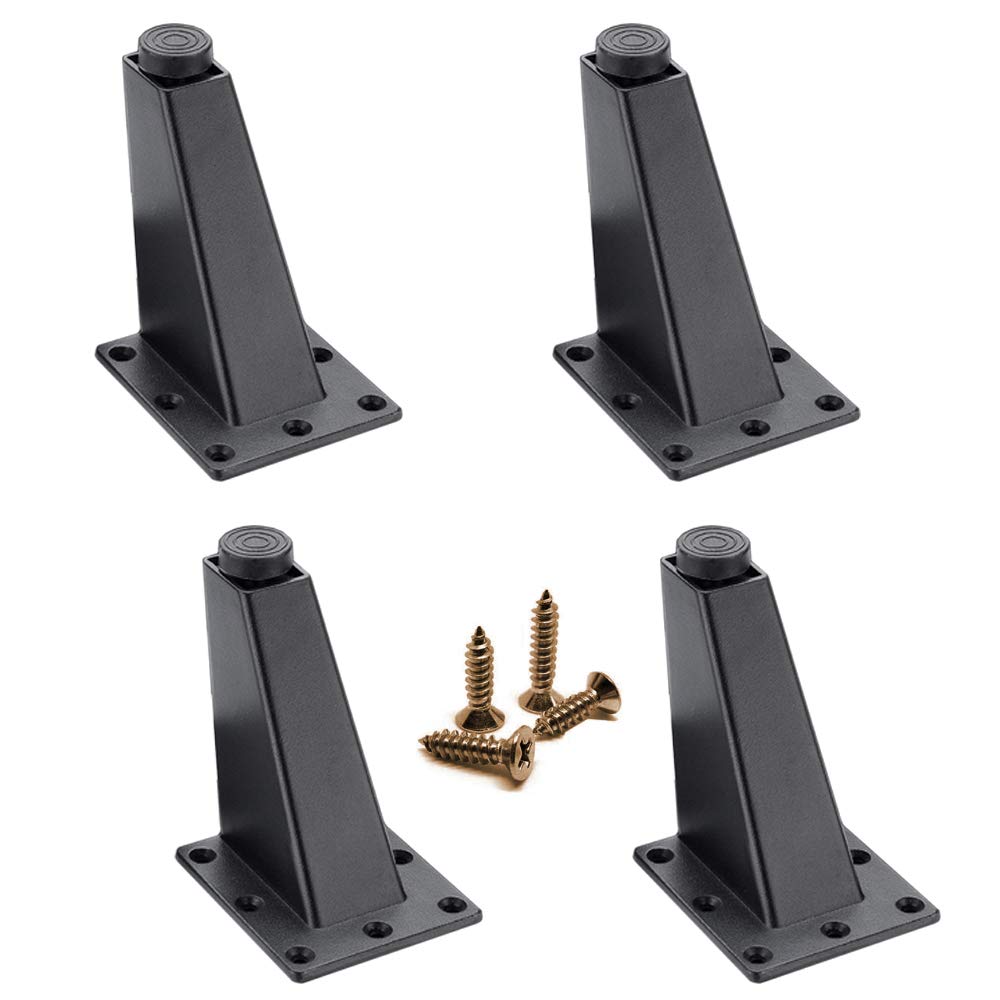 4 Pack Black Furniture Legs - Aluminum Alloy Adjustable Feet for Beds, Tables, Desks & Sofas - Heavy Duty & Rustproof with Screws Included - Perfect for Home, Office & DIY Furniture Projects