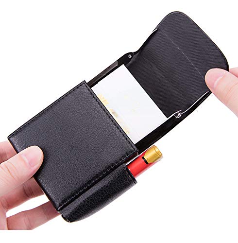 Lelesta PU Leather Cigarette Case with Lighter Holder - Black Lychee Pattern for Women | Portable Smoking Accessory