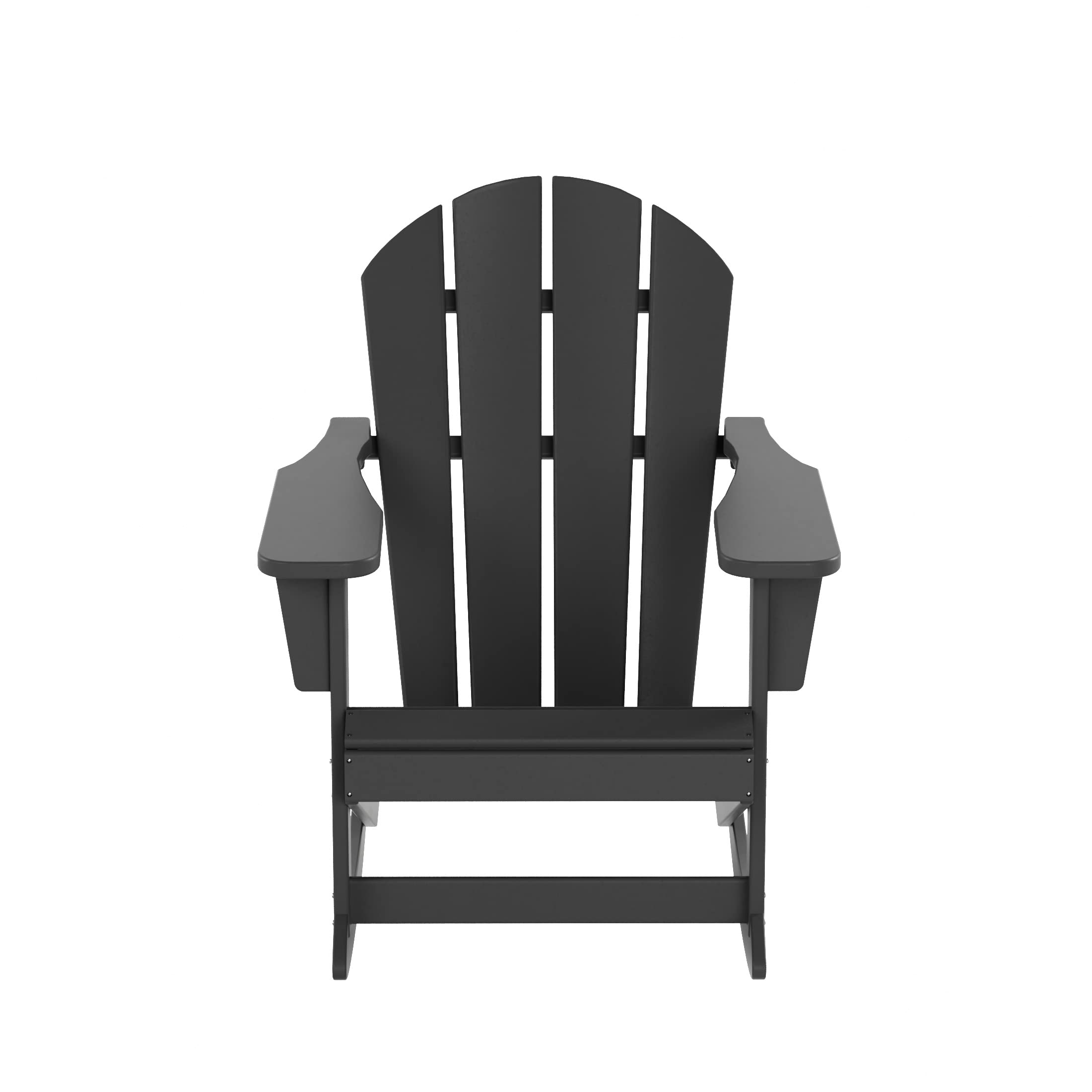 WO Home Furniture 3-Piece Patio Rocking Chair Set - Classic Outdoor Adirondack Rocker Chairs & Side Table in Gray - Perfect for Backyard, Garden, Porch & Poolside Relaxation