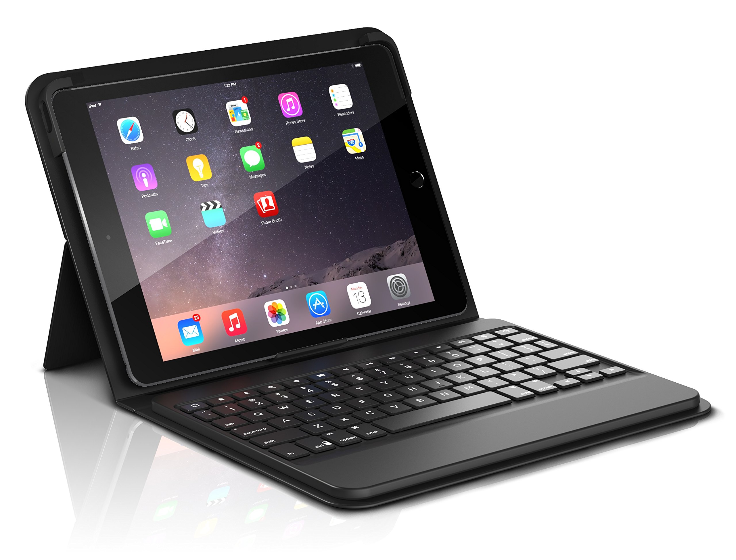 ZAGG ID8BSF-BB0 Bluetooth Keyboard Case for Apple iPad Pro 9.7, iPad 9.7, iPad Air & Air 2 | Messenger Folio Design | Compatible with 2017-2018 Models | Perfect for Work, Travel & School - Black
