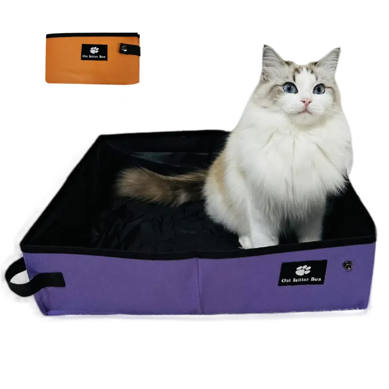 Foldable Waterproof Travel Cat Litter Box - Portable & Leak-Proof Small Litter Pan for Camping, Hotels, Road Trips & Vet Visits | Compact Design for Easy Packing | Ideal for Indoor & Outdoor Use (Purple)