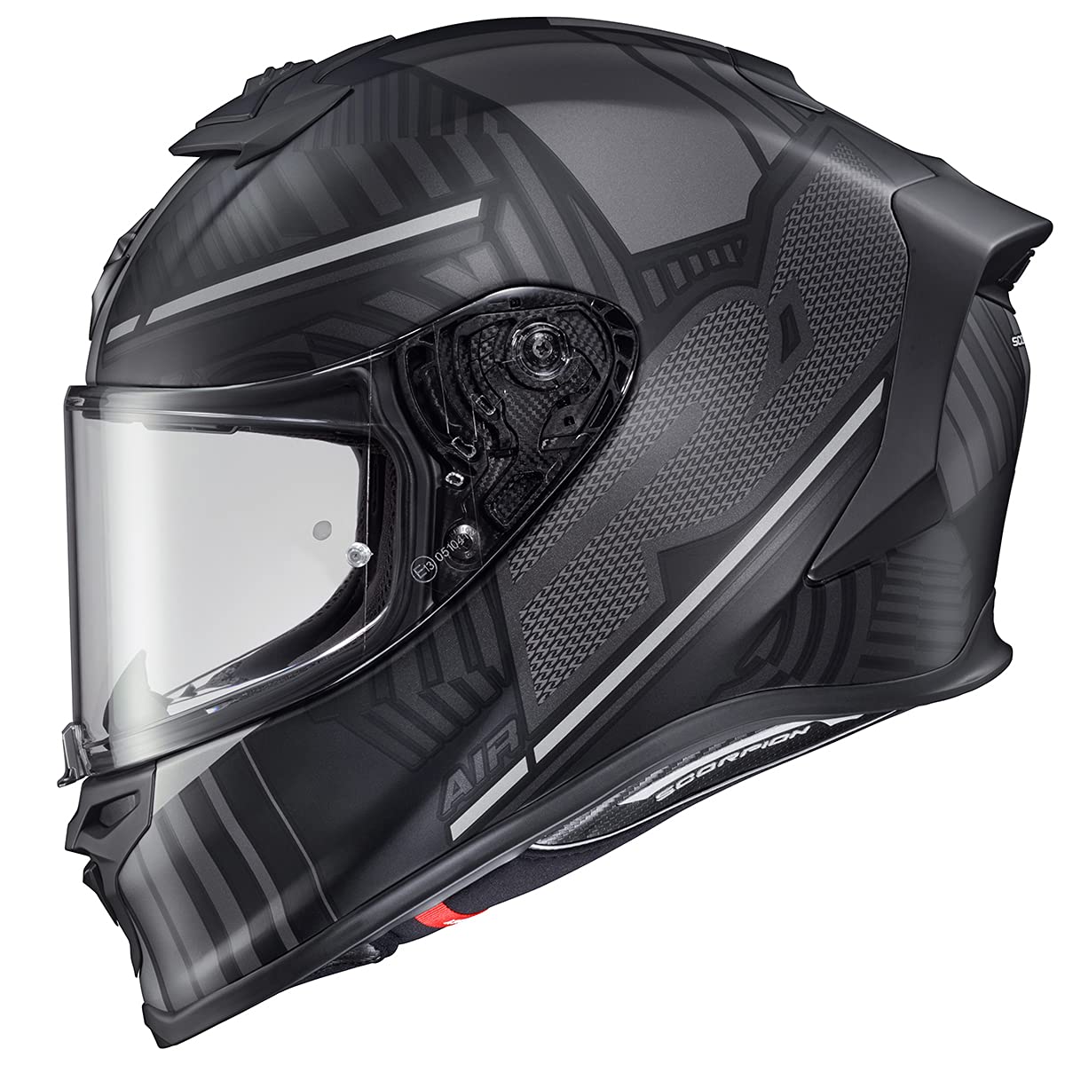 ScorpionEXO R1 Air Full Face Motorcycle Helmet - DOT & ECE Certified, Pinklock Anti-Fog Shield, Bluetooth Ready Speaker Pockets (Phantom, Small) - Ideal for Street Biking, Racing & Commuting