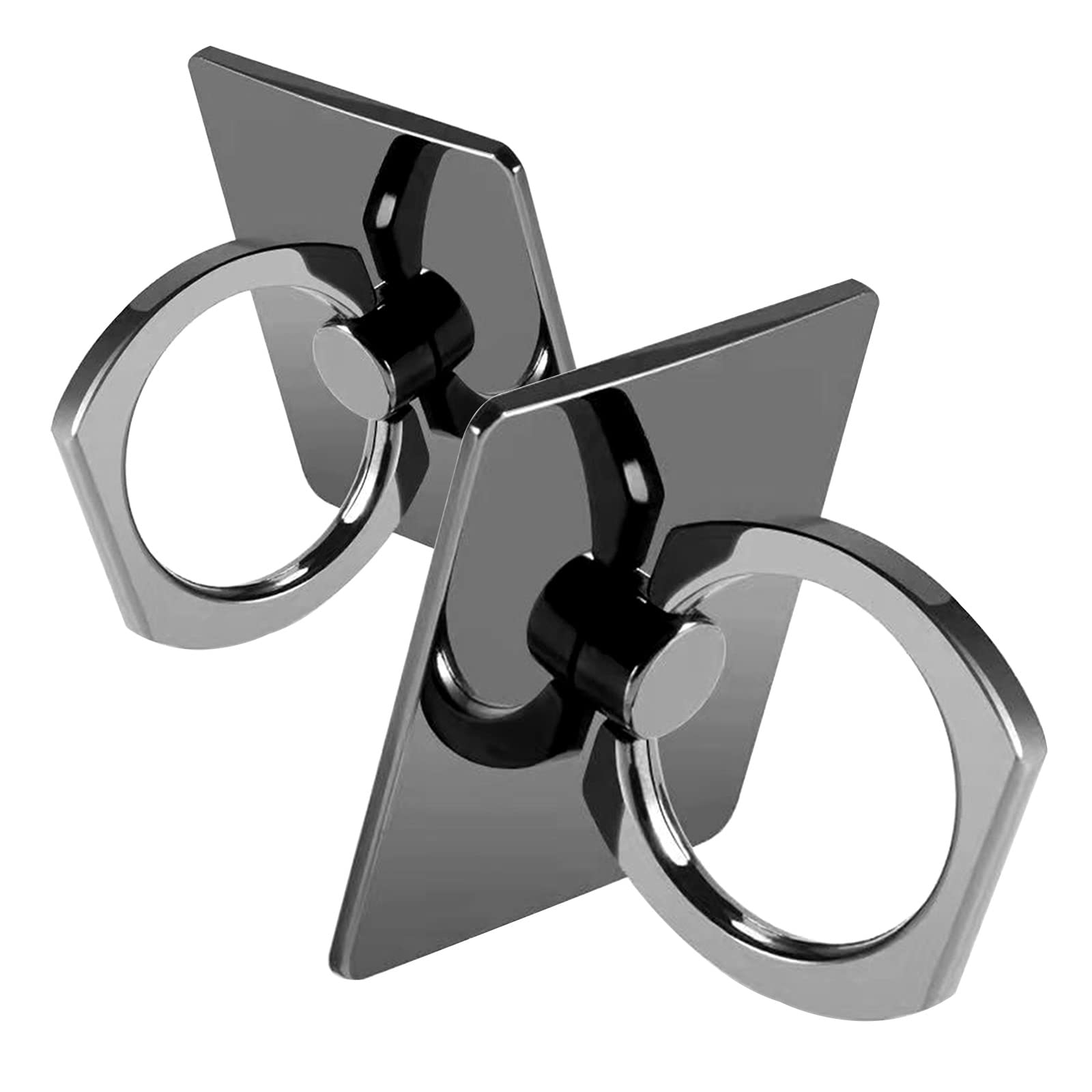 2 Pack 360° Rotating Phone Ring Holder - Adjustable Kickstand for Secure Grip (Black) - Perfect for Videos & Selfies