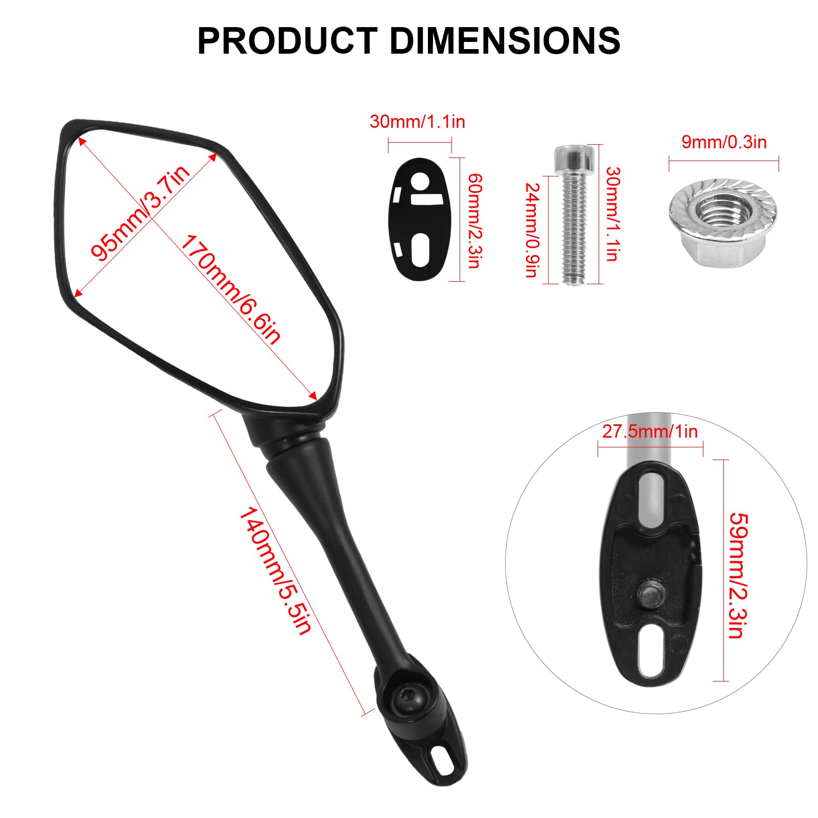 Honda CBR600RR Motorcycle Mirrors - Compatible with CBR250R, CBR300R, CBR500R, CBR900RR, CBR1000RR & More - Durable Side View Mirrors for Street Bikes & Racing - Perfect for Daily Commuting & Track Riding