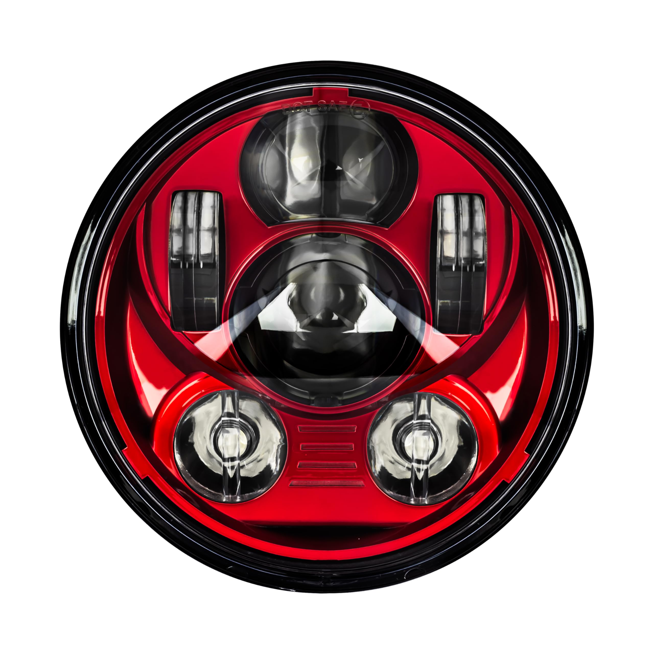 Eagle Lights 5.75 Inch Red LED Projection Headlight - Gen III for Harley Sportster & Indian Scout Motorcycles | High Visibility Red LED Light for Night Riding & Custom Bike Builds