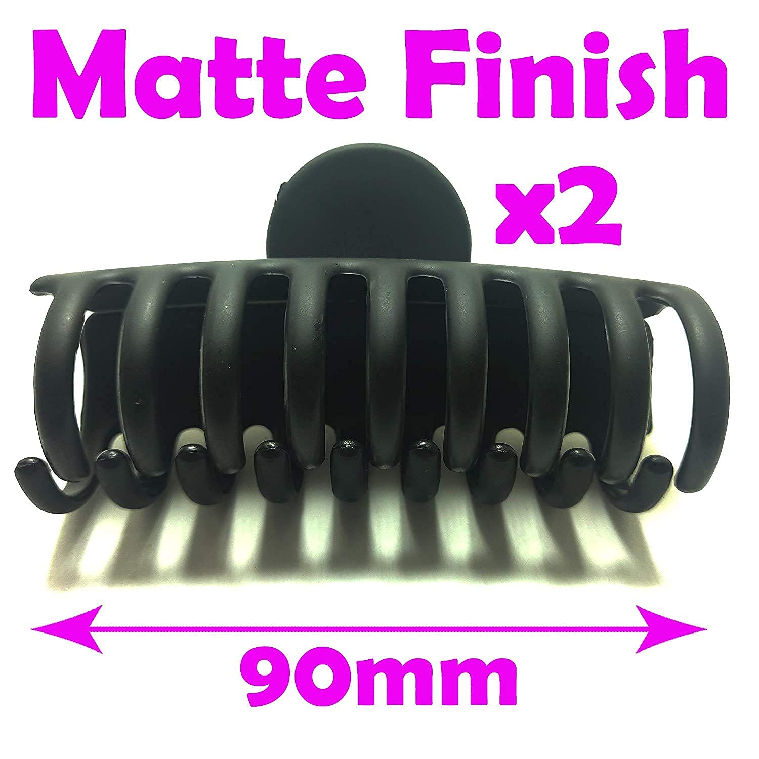 AKSHAR IMPEX Non-Slip Hair Claw Clip - Strong Grip Large Butterfly Clutch for Women (2-Pack, Matte Black) - Perfect for Thick Hair, Ponytails & Updos