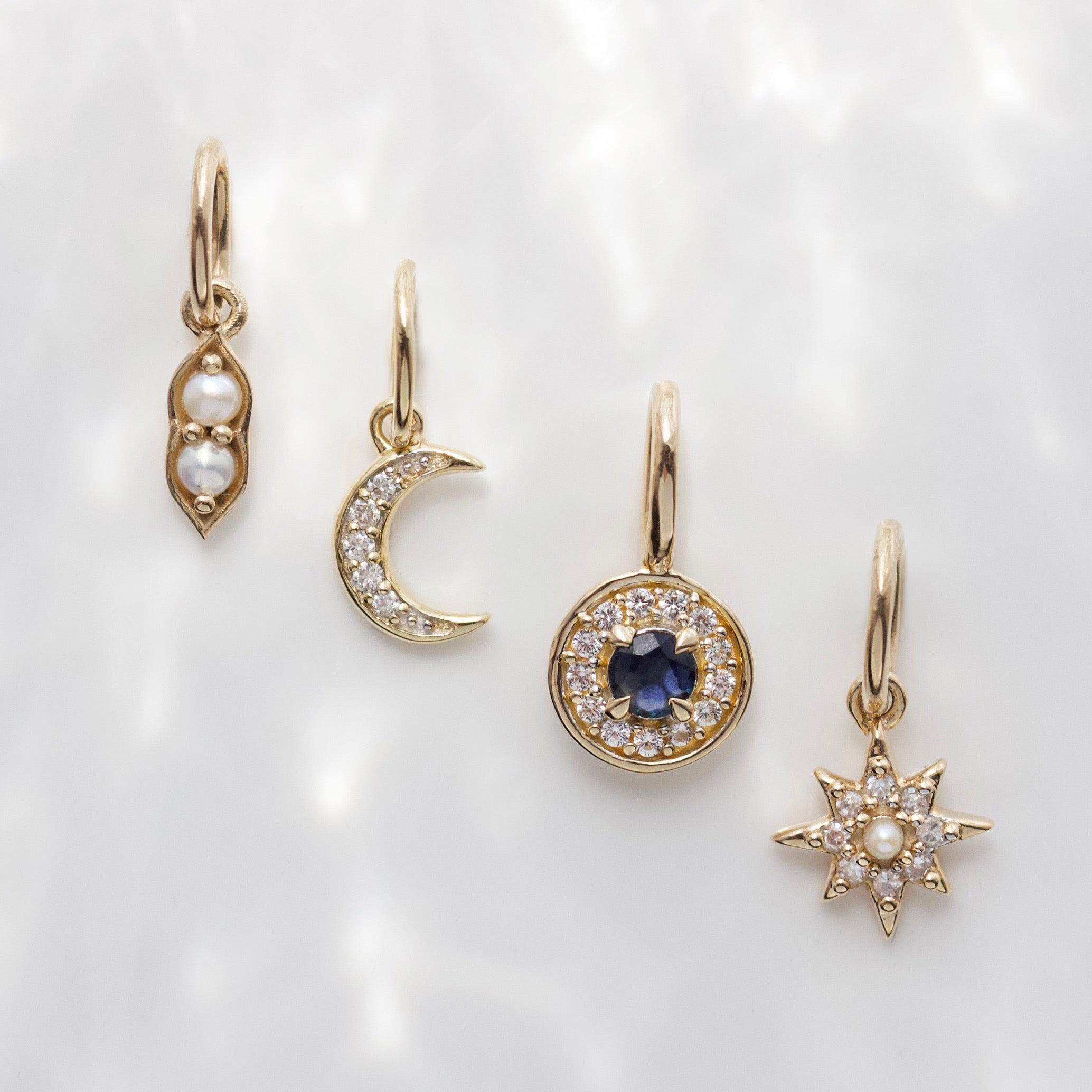 Diamond Crescent Moon Charm Pendant - Elegant 925 Sterling Silver Jewelry for Women - Perfect for Necklace, Bracelet & Gift Giving