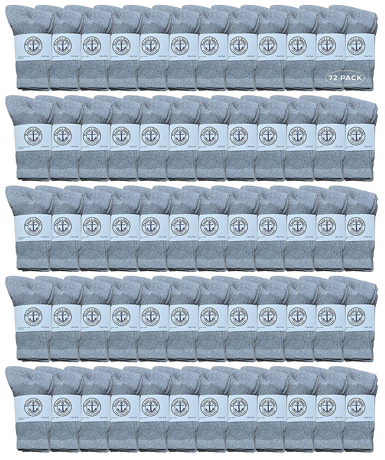 72 Pairs Bulk Kids Crew Socks - Soft Cotton Casual Socks for Boys & Girls (Size 6-8) - Perfect for School, Sports & Everyday Wear | Yacht & Smith Wholesale