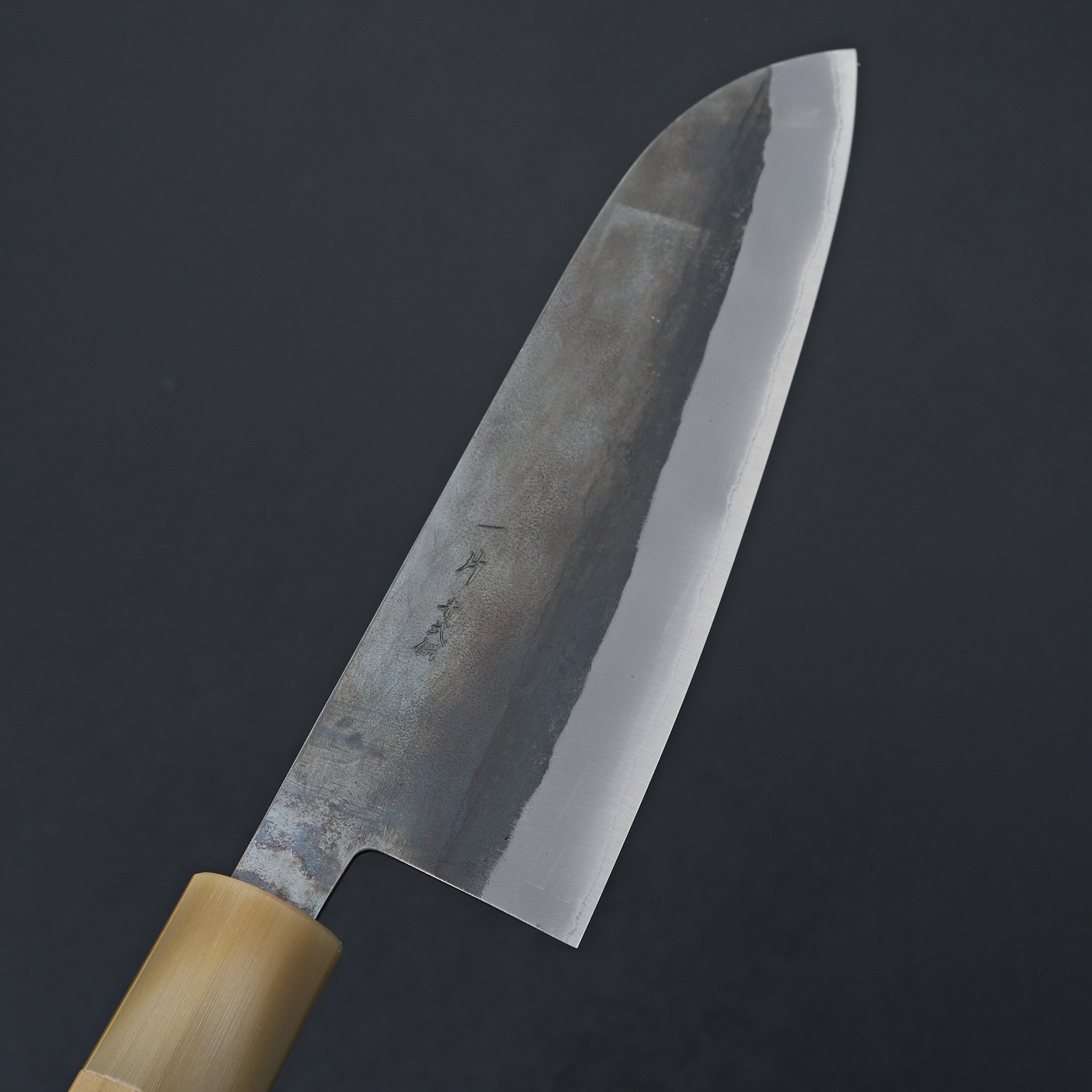 Hitohira TD Blue #2 Stainless Clad Kurouchi Santoku Knife 165mm with Ho Wood D-Shaped Handle - Japanese Chef Knife for Slicing, Dicing & Chopping Vegetables, Meat & Fish
