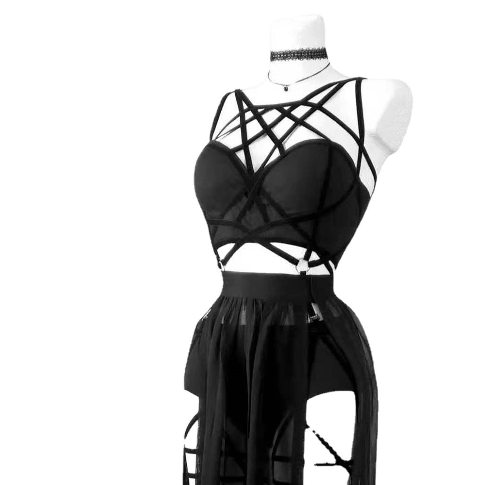 **Sexy Women's 3-Piece Lingerie Set with Straps, Push-Up Bra & Garter Belt - Lace Lingerie for Valentine's Day, Bridal Shower & Boudoir Photography**