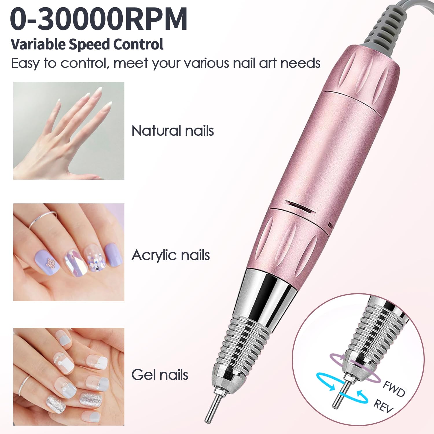Professional Nail Dust Collector Vacuum System - 40W Dust Suction, 30000RPM Nail Drill with Bits & Sanding Bands, 48W/96W UV LED Nail Lamp, 6W Table Light & Hand Cushion - Perfect for Salon, Home Nail Art & Manicure/Pedicure Services