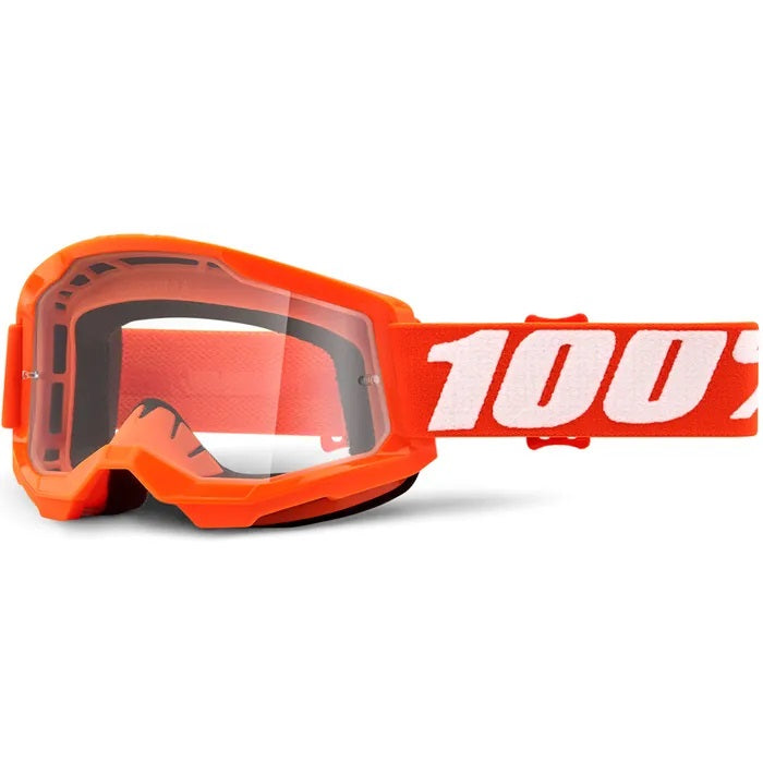100% Strata 2 MX Goggles with Clear Lens - Dirt Bike Motocross Goggles for Off-Road Racing & Trail Riding - Anti-Fog UV Protection for Men & Women