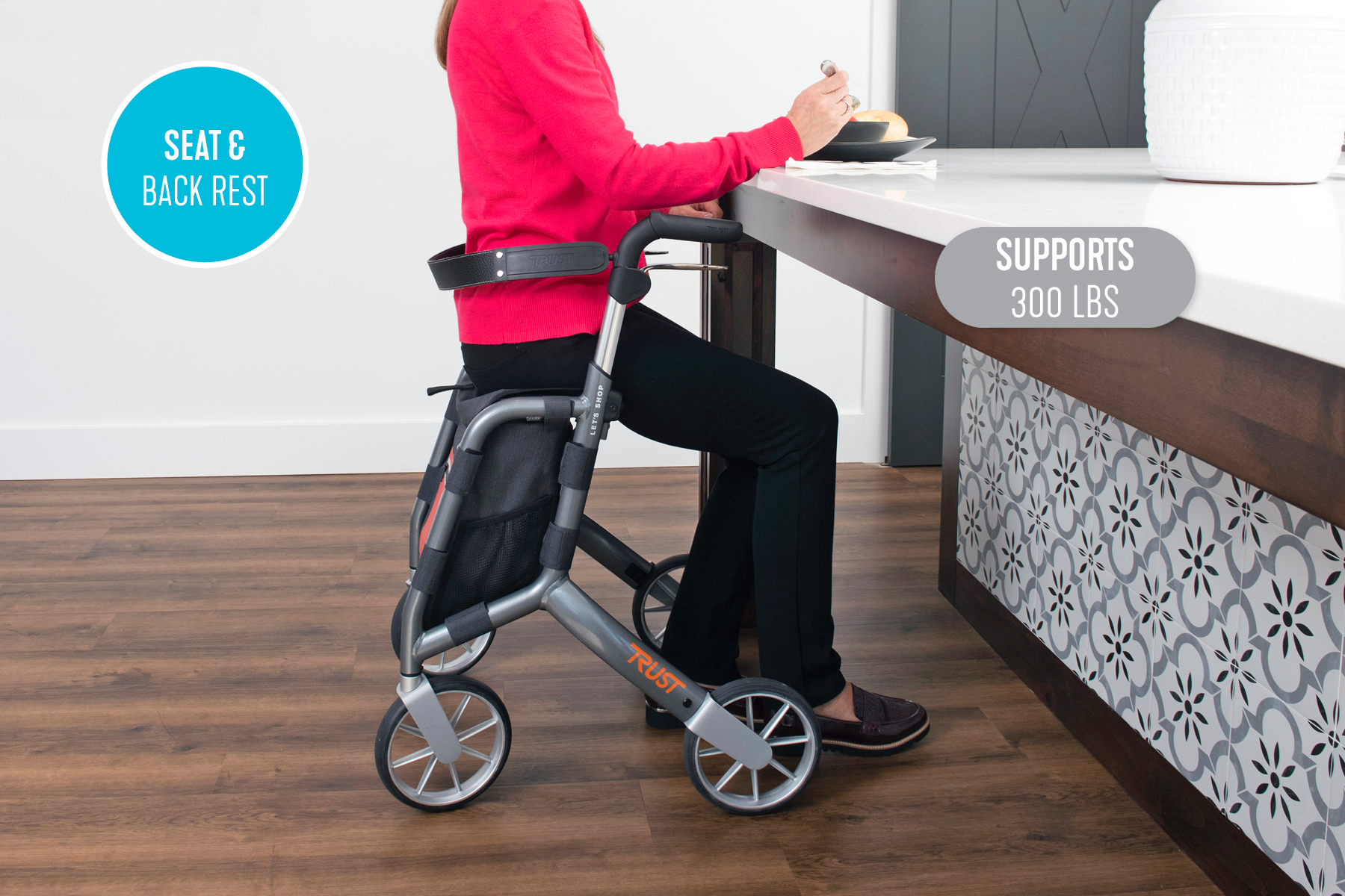 Premium 4-Wheel Rollator Walker with Seat and Basket - Lightweight Folding Mobility Aid for Seniors & Adults - Ideal for Shopping, Travel, and Outdoor Activities