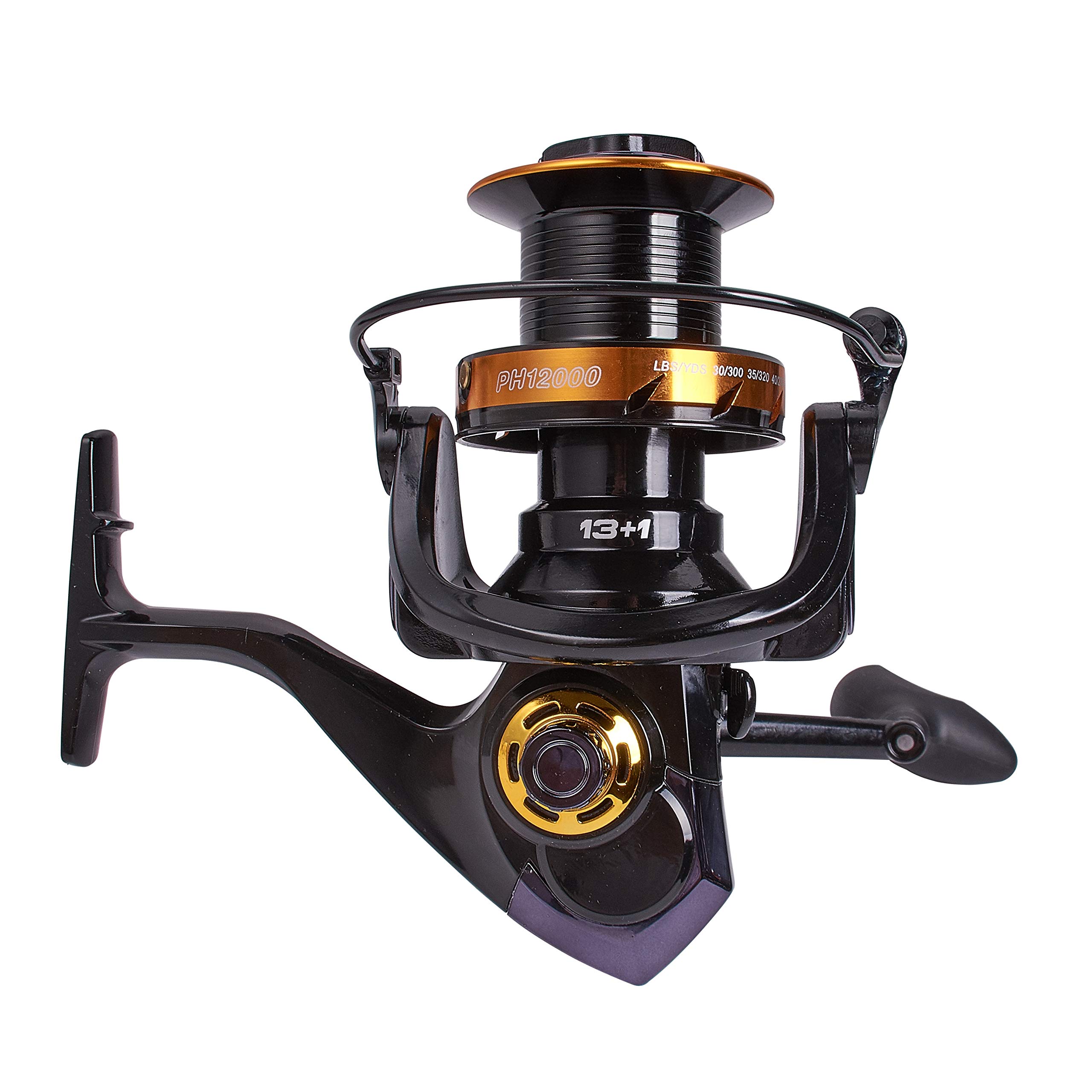 CHENHAN 12000 Spinning Reel - 13+1 BB Big Trolling Fishing Reel with Metal Gear for Carp, Surf, and Feeder Fishing | Saltwater & Freshwater Use | Perfect for Deep Sea, Lake, and River Fishing