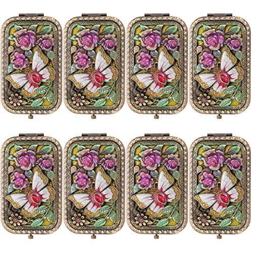 8-Piece Vintage Double-Sided Foldable Portable Makeup Mirror Set - Compact Travel & Home Vanity Mirror for Perfect Makeup Anywhere
