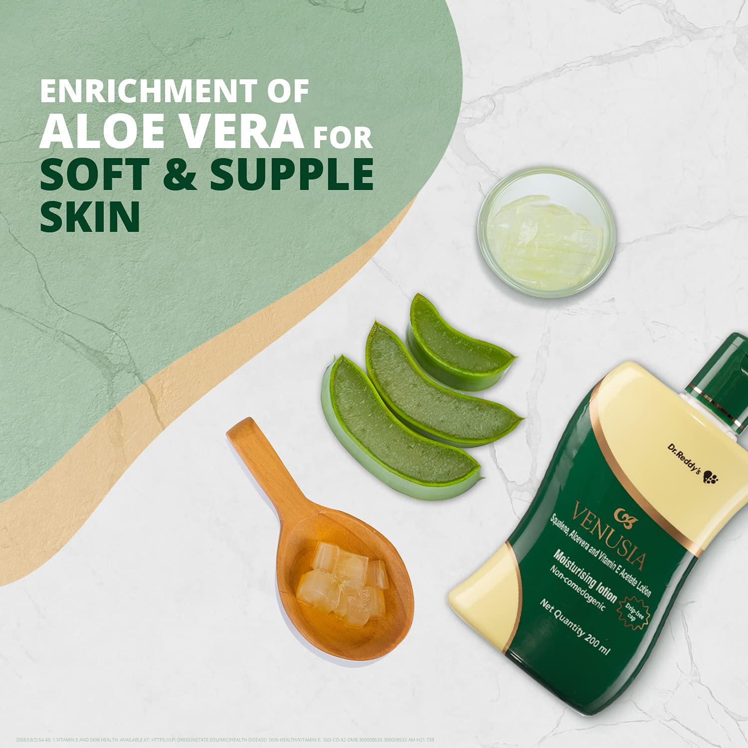 Venusia Dr Reddy's Moisturizing Lotion with Vitamin E, Aloe Vera & Squalene - Daily Face & Body Lotion for Dry Skin - Soothing Itch Relief, Non-Greasy Formula - 200ml - Perfect for Hydration After Shower or Sun Exposure
