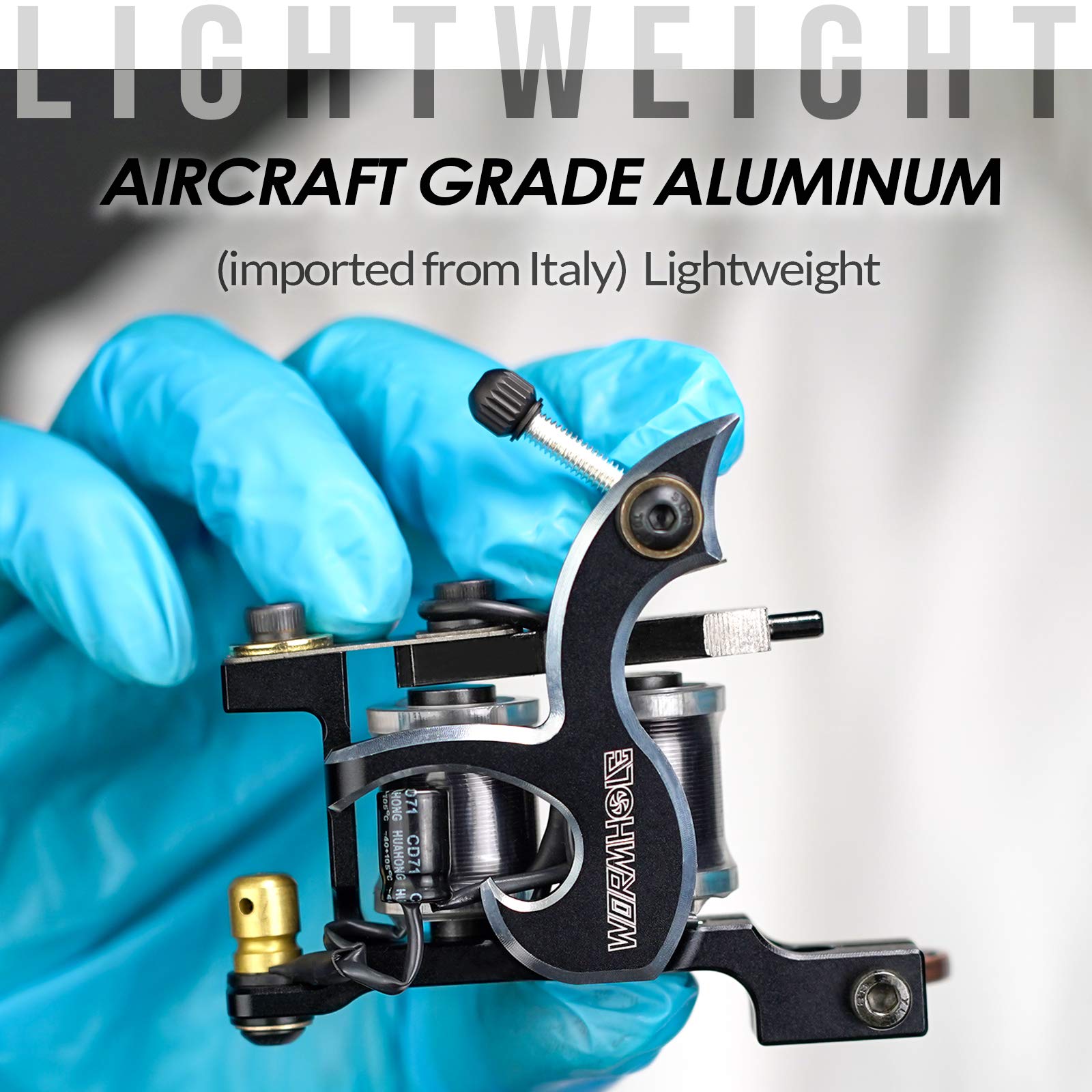 Professional Tattoo Machine Gun - Aircraft Grade Aluminum Coil Tattoo Gun with 10 Wraps Coil Liner - High Precision Tattoo Equipment for Artists (W0004-L) - Perfect for Studio Tattooing, Body Art & Professional Ink Work