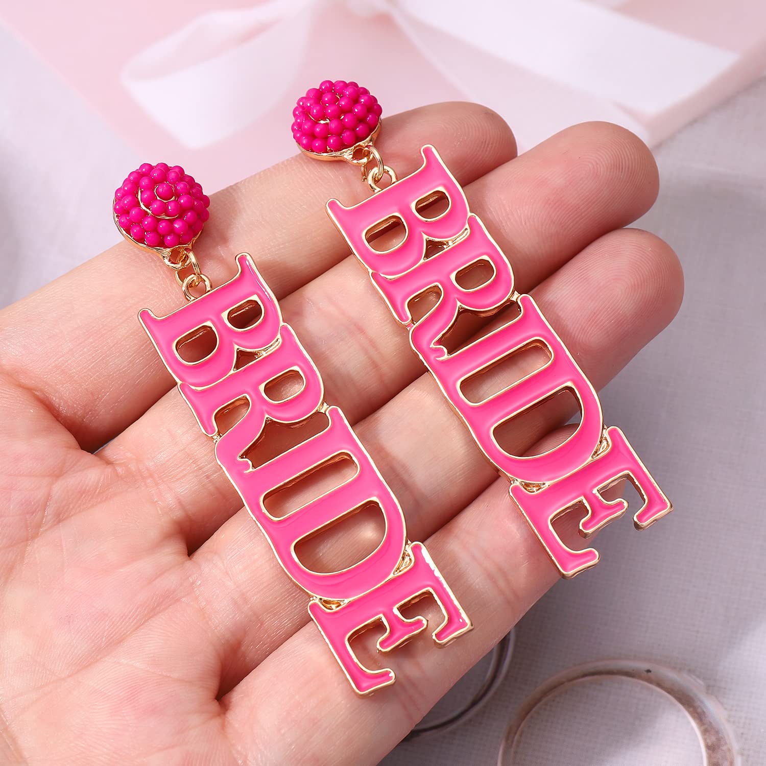 Hypoallergenic BRIDE Letter Drop Dangle Earrings for Women - Rhinestone Bridal Jewelry for Wedding, Valentine's Day & Bachelorette Party | Perfect Gift for Bride & Bridesmaids | Elegant Fashion Accessories for Special Occasions