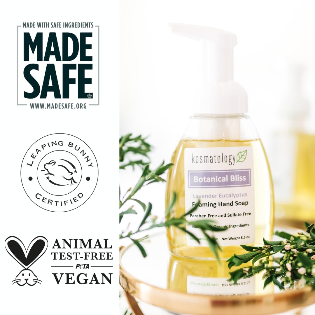 Kosmatology® Organic Foaming Hand Soap - Lavender Eucalyptus Scent | Moisturizing Hand Wash with Essential Oils | Clean, Natural Ingredients | 8.5 fl oz | Perfect for Kitchen, Bathroom & Guest Washrooms