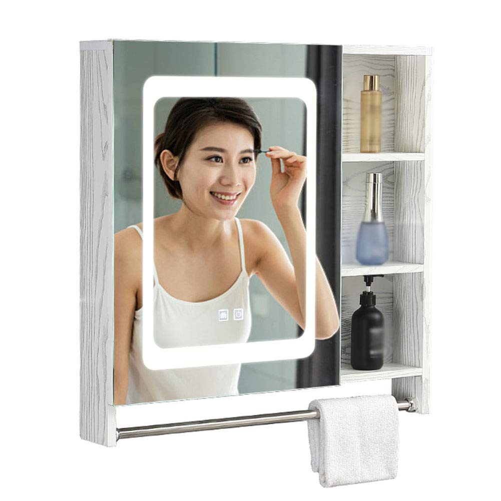 L&ED LED Illuminated Bathroom Mirror Cabinet with Shelves - Wall Mounted Storage & Medicine Cabinet with Anti-Fog Mirror - Perfect for Modern Bathrooms, Vanity Organization & Space Saving Design