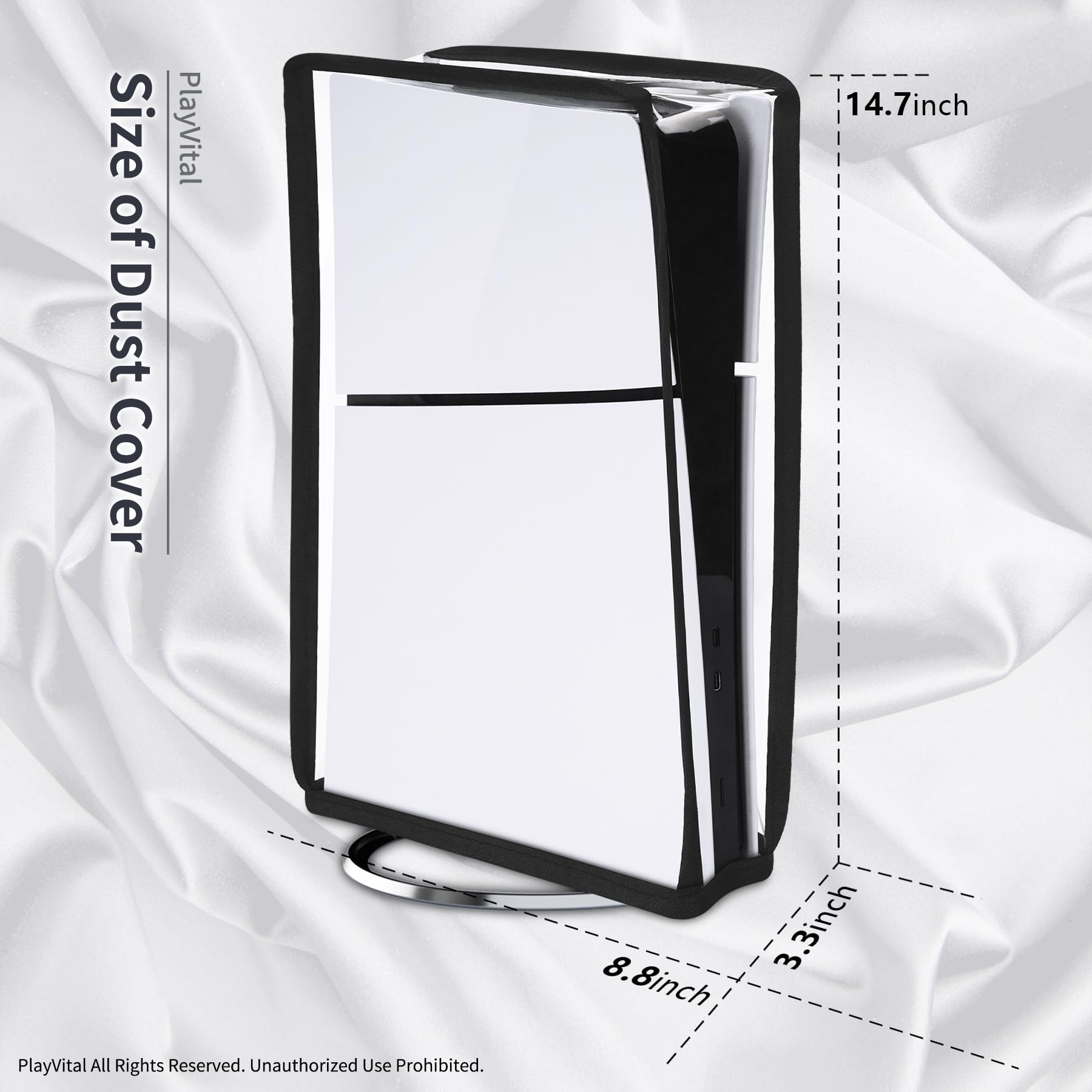 PlayVital PS5 Slim Digital Edition Vertical Dust Cover - Clear Transparent Dustproof & Waterproof Protector Sleeve for New Smaller Design Console - Perfect for Gaming Setup & Display Protection