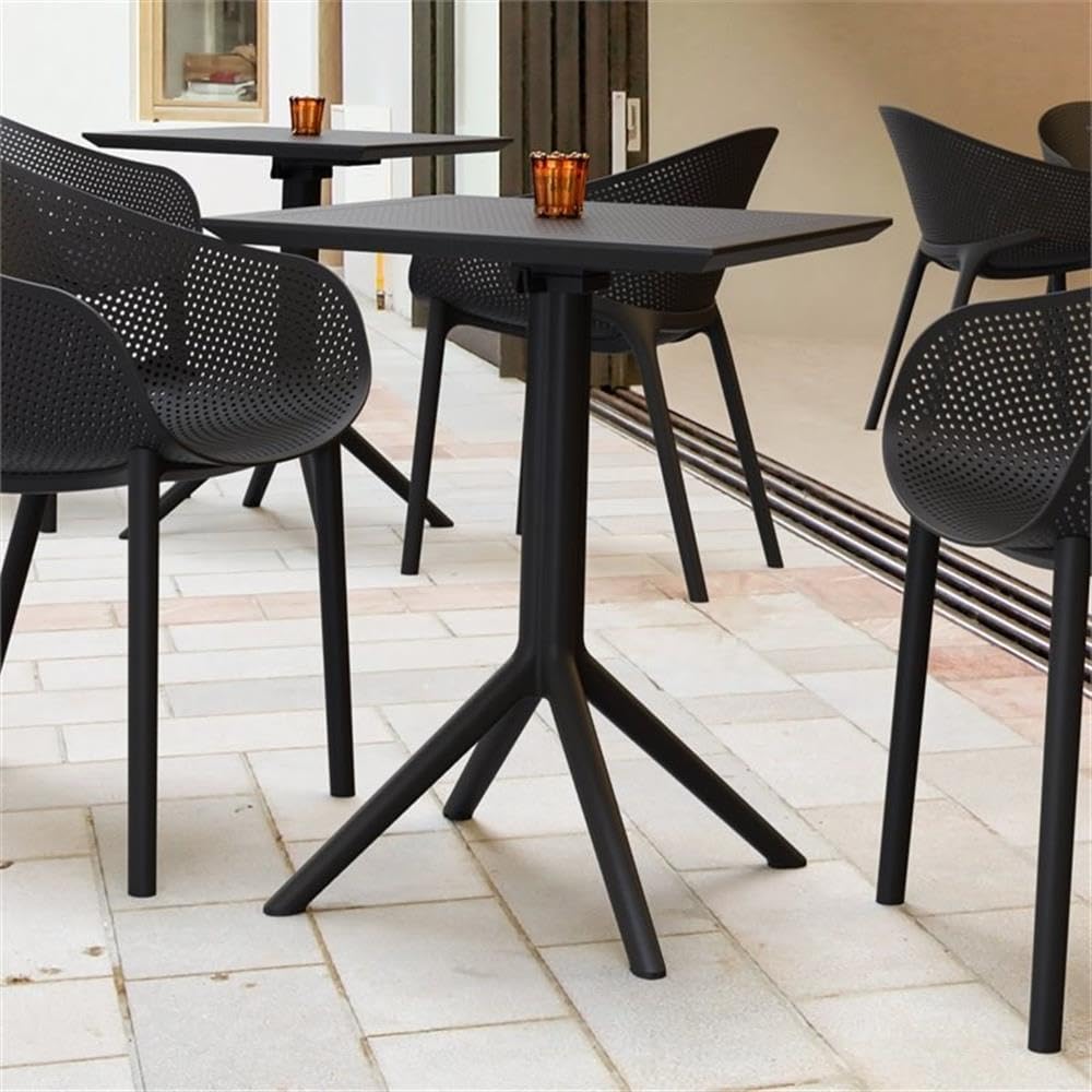 Compamia Sky 24 Inch Square Folding Table - Black Finish | Portable & Space-Saving | Perfect for Picnics, Camping, Parties & Indoor Use