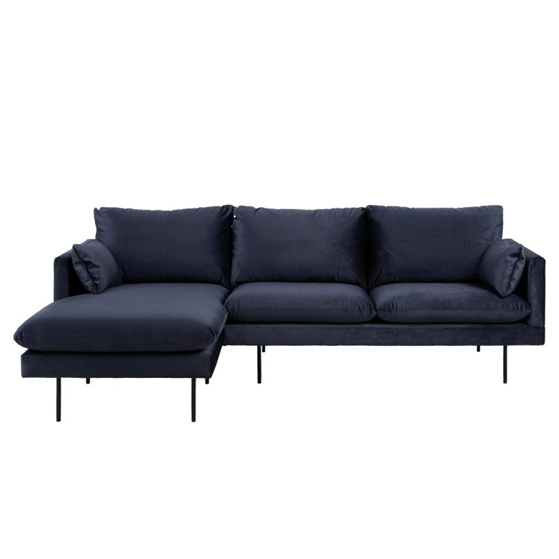 AKEMI 3-Seater Sofa with Left Chaise Lounge - Modern Blue Fabric Sectional Couch for Living Room, Family Room & Apartment Decor
