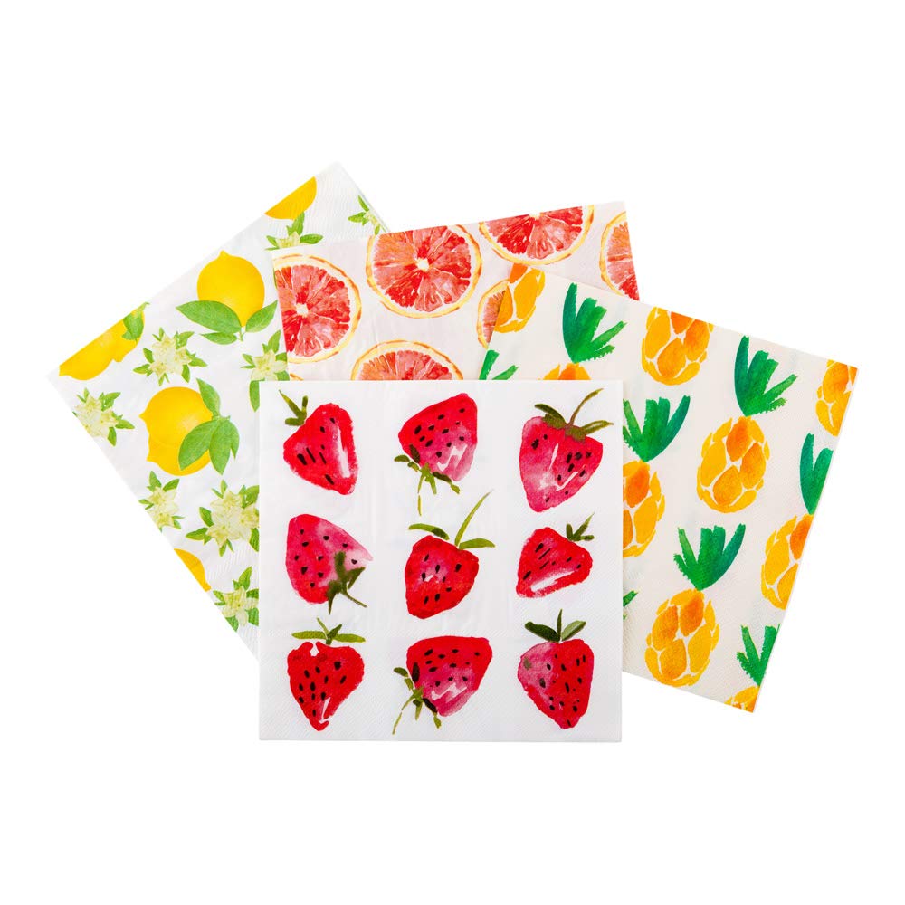 Premium 13 Inch Strawberry Design Paper Luncheon Napkins - 3-Ply Textured Edges, Soft & Strong White Decorated Napkins (Pack of 500) for Restaurants, Catering Events, Weddings, Birthday Parties & Home Dining Decor