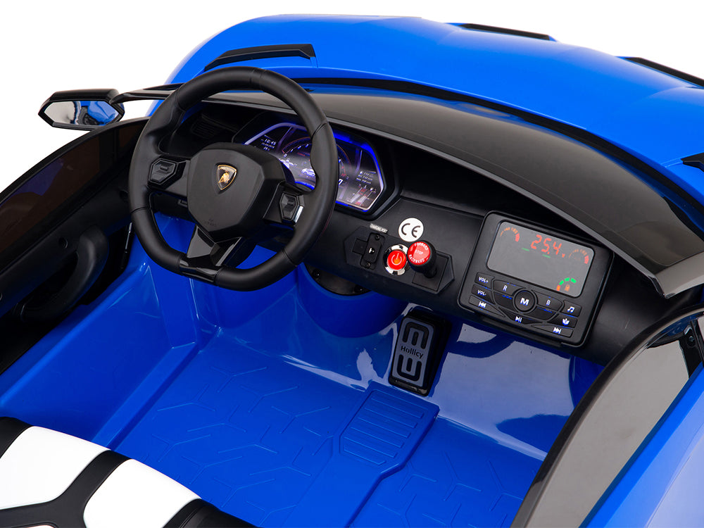 24V Lamborghini SVJ Remote Control Ride On Drift Car for Kids - Blue Electric Toy Car for Boys & Girls | Birthday Gift, Outdoor & Indoor Play