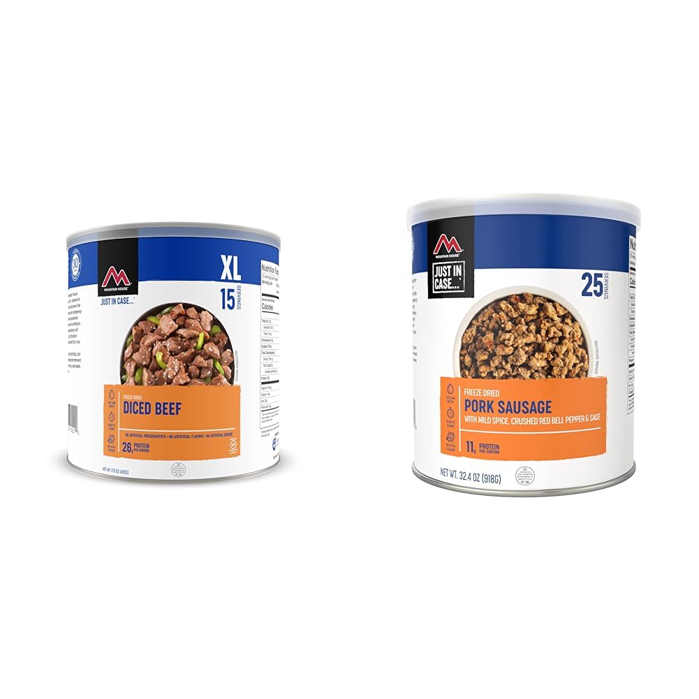 Mountain House Freeze Dried Diced Beef - Emergency Survival Food, Gluten-Free, 25 Servings in #10 Can - Perfect for Camping, Hiking & Disaster Preparedness