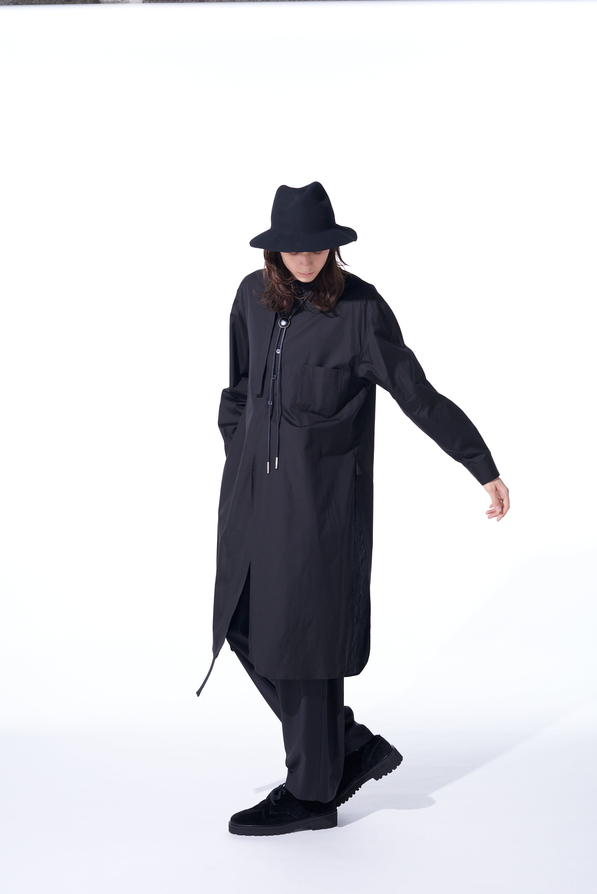 Premium Cotton Broadcloth Stand Collar Long Shirt with Rounded Hem - Classic Men's Casual Button Down Shirt for Office, Date Night & Everyday Wear