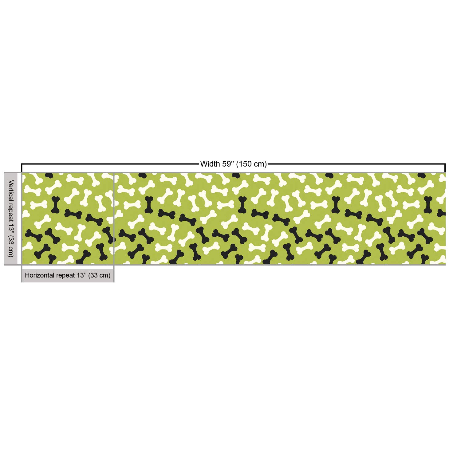 Lunarable Dog Bone Fabric by The Yard - Domestic Dog Breeds Nutrition Theme Abstract Bones Pattern Print - Decorative Upholstery Fabric for Pet Beds, Dog Blankets & Home Accents in Black, White & Apple Green - Perfect for DIY Dog Accessories & Pet-Friendly Home Decor