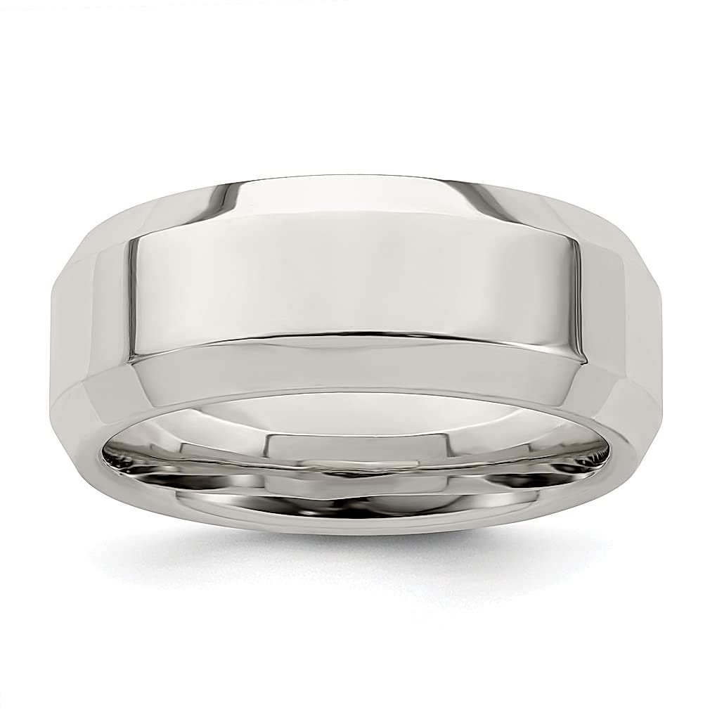 925 Sterling Silver 8mm Beveled Edge Size 11.5 Wedding Band Ring - Classic Fine Jewelry for Women, Perfect Gift for Her - Ideal for Anniversaries, Engagements & Special Occasions