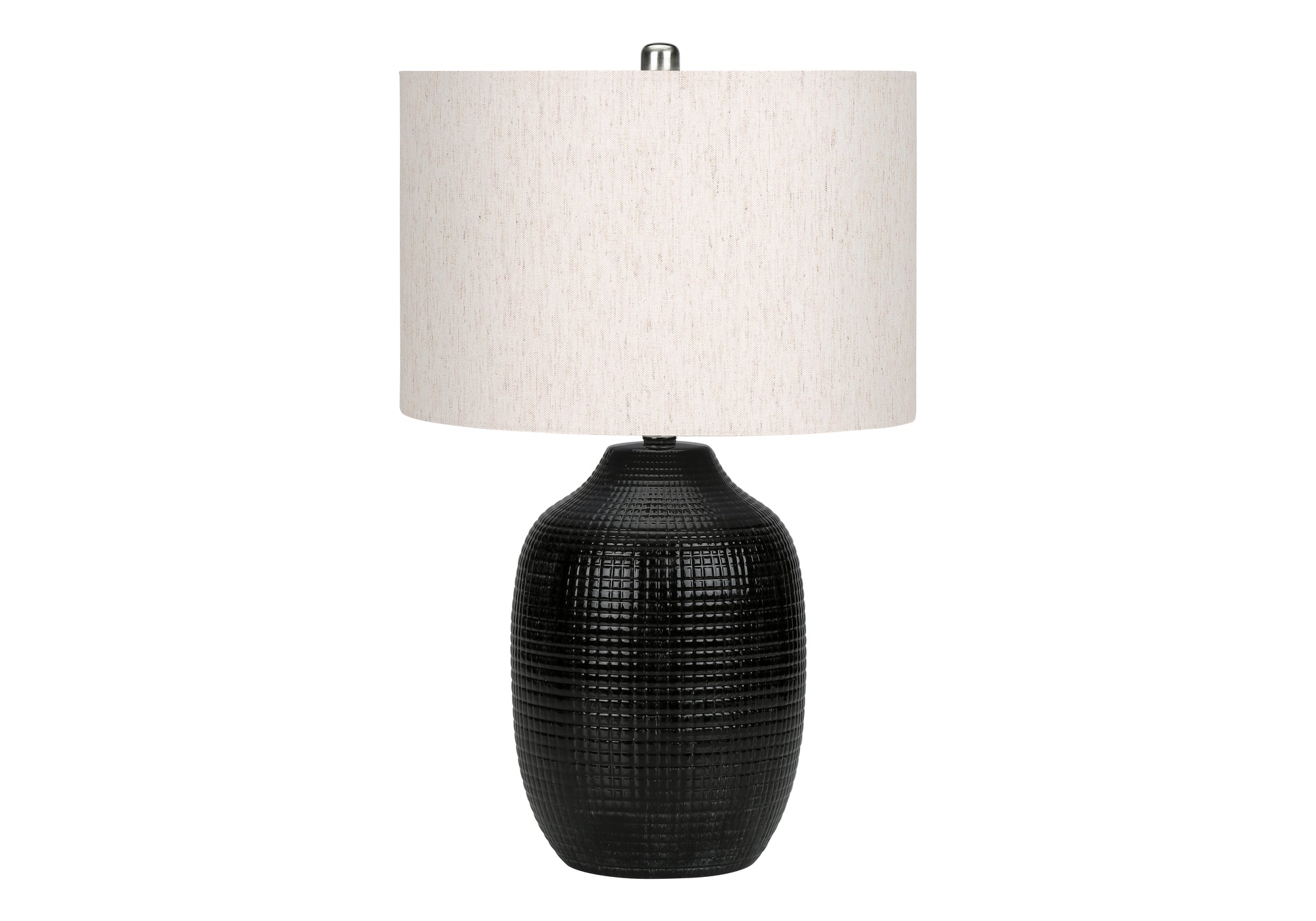 ContempoGlow Black Ceramic Table Lamp - 26 Inches Tall with Ivory/Cream Shade | Modern Home & Office Lighting for Bedroom, Living Room, Study & Dining Area