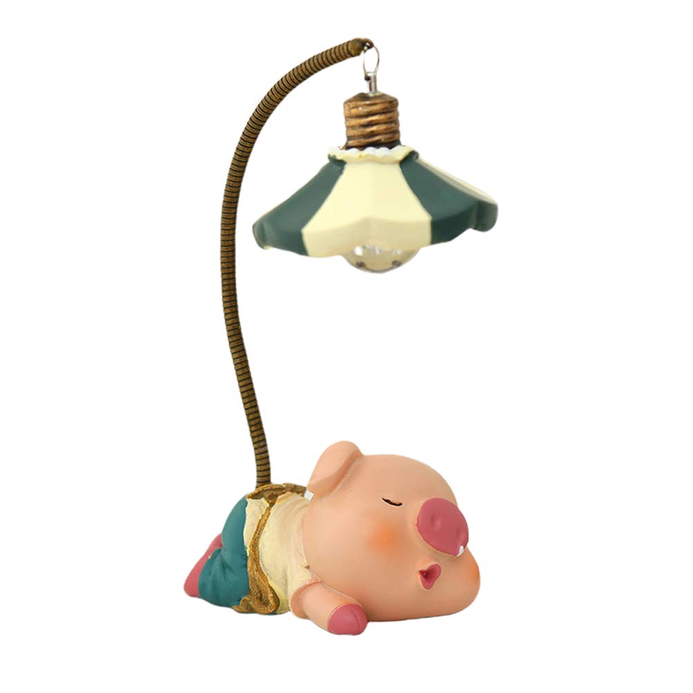 OSALADI Resin Piggy Night Light - Cute Portable Pig Lamp for Kids Room, Nursery, Bedside Table Decor & Micro Landscape Display (Pout Pig Design)