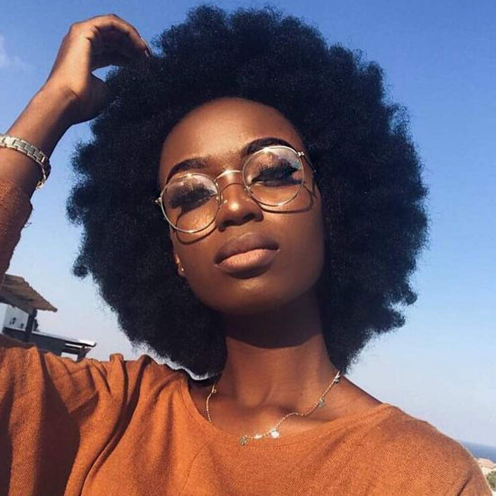 10inch Afro Kinky Curly Human Hair Wig for Black Women - Brazilian Virgin Hair with Bleached Knots & Baby Hair | Natural Short Lace Front Wig for Daily Wear, Parties & Special Occasions