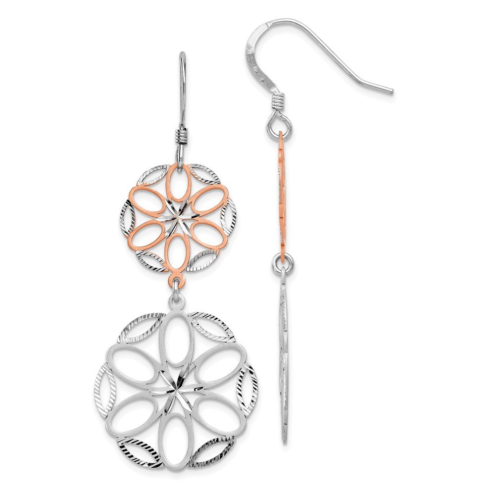 Sterling Silver Rose Gold Flower Earrings for Women