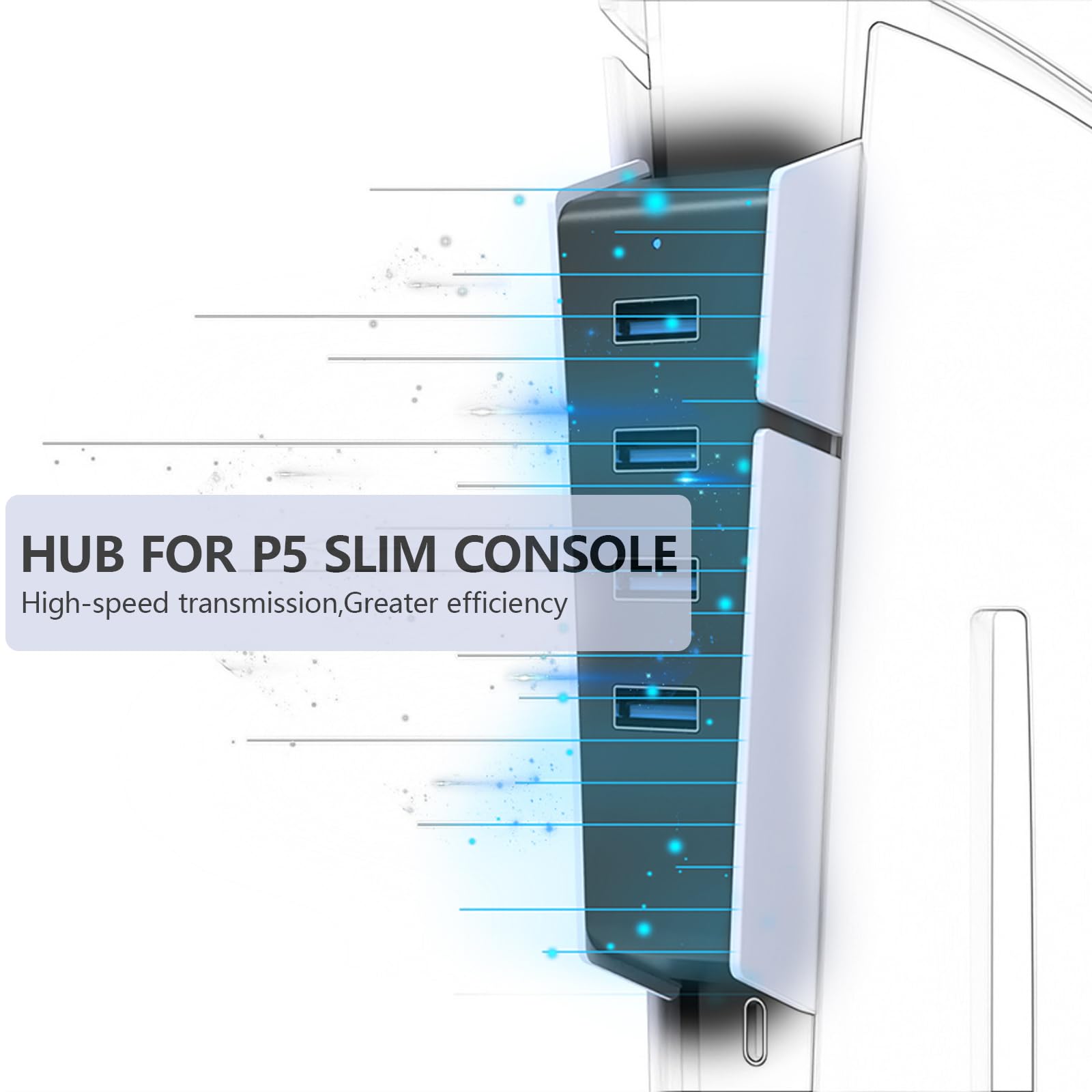 5 in 1 USB Hub Gaming Console - 5 Port USB 3.0 Extension Adapter with Fast Charging for PC, Laptop, PS4, Xbox - Perfect for Gaming Setup & Home Office Accessories