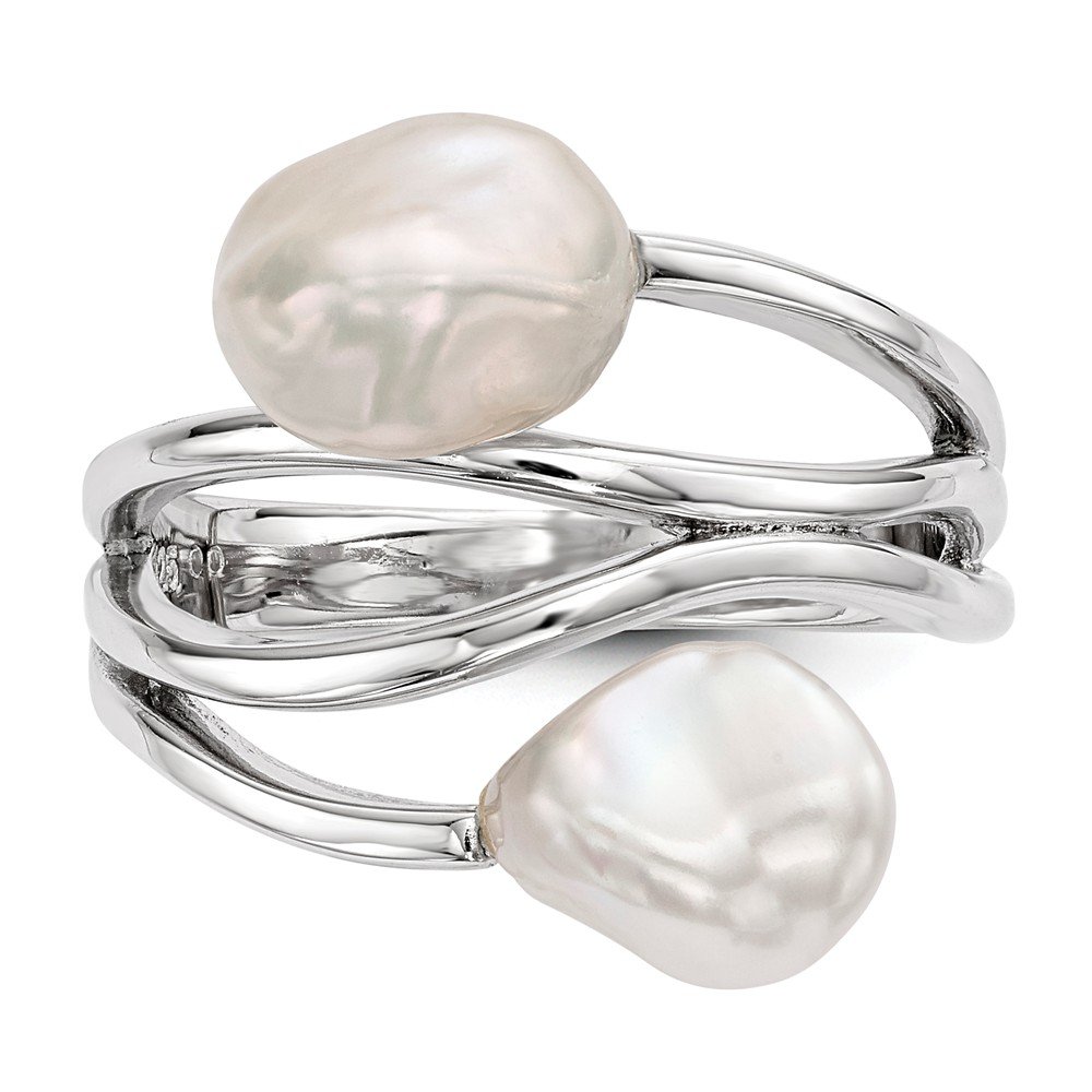 Premium 7-8mm White Baroque Cultured Pearl Sterling Silver Ring for Women | Elegant Jewelry Gift for Brides, Anniversaries & Special Occasions