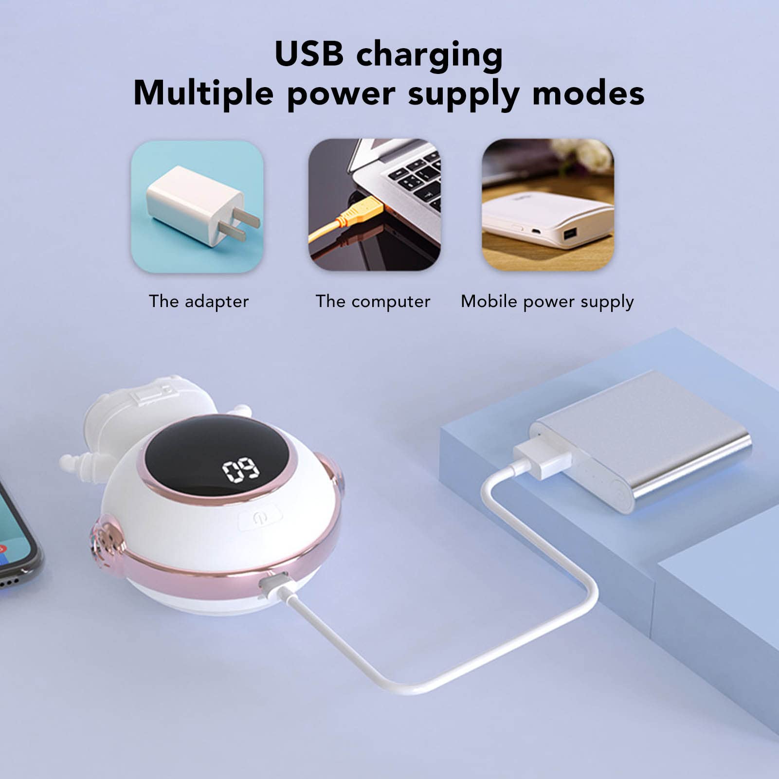 Fast Heating USB Rechargeable Portable Electric Heater - Winter Warmth for Office, Home & Travel (White) - Stay Cozy Anywhere
