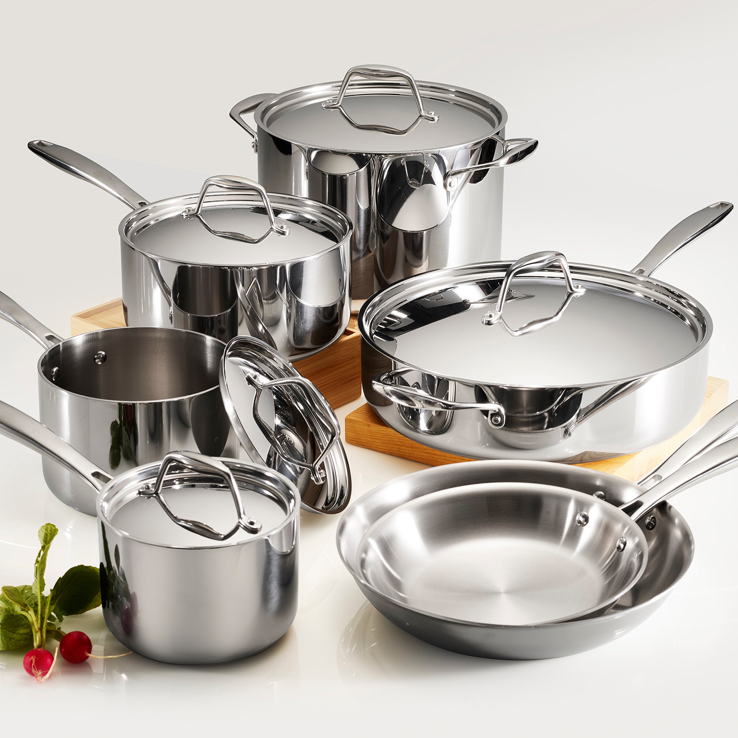 Tramontina 80116/249DS 12-Piece Stainless Steel Cookware Set - Tri-Ply Clad, Induction Ready, NSF Certified - Professional Fry Pans (12-inch) - Perfect for Home Cooking & Professional Kitchens