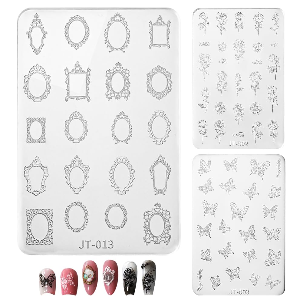 WAYUTO 3D Nail Art Mold Kit - 3 Reusable Silicone Nail Stencils for DIY Manicure, French Tips & Nail Art Designs - Perfect for Women & Girls (Home Salon, Party Nails, Gift Ideas)